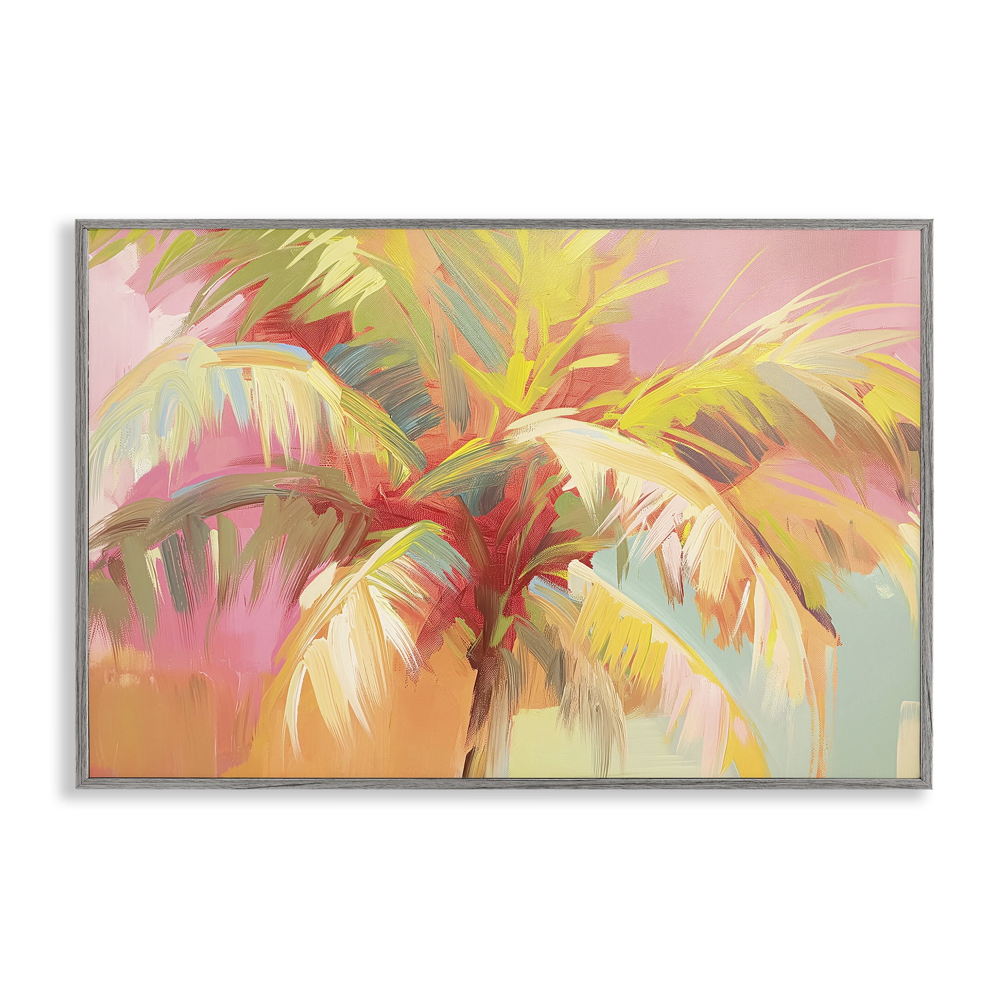 Stupell Industries Warm Palm Leaf Impressions Gray Framed Giclee Art, design by Jacky Ngan