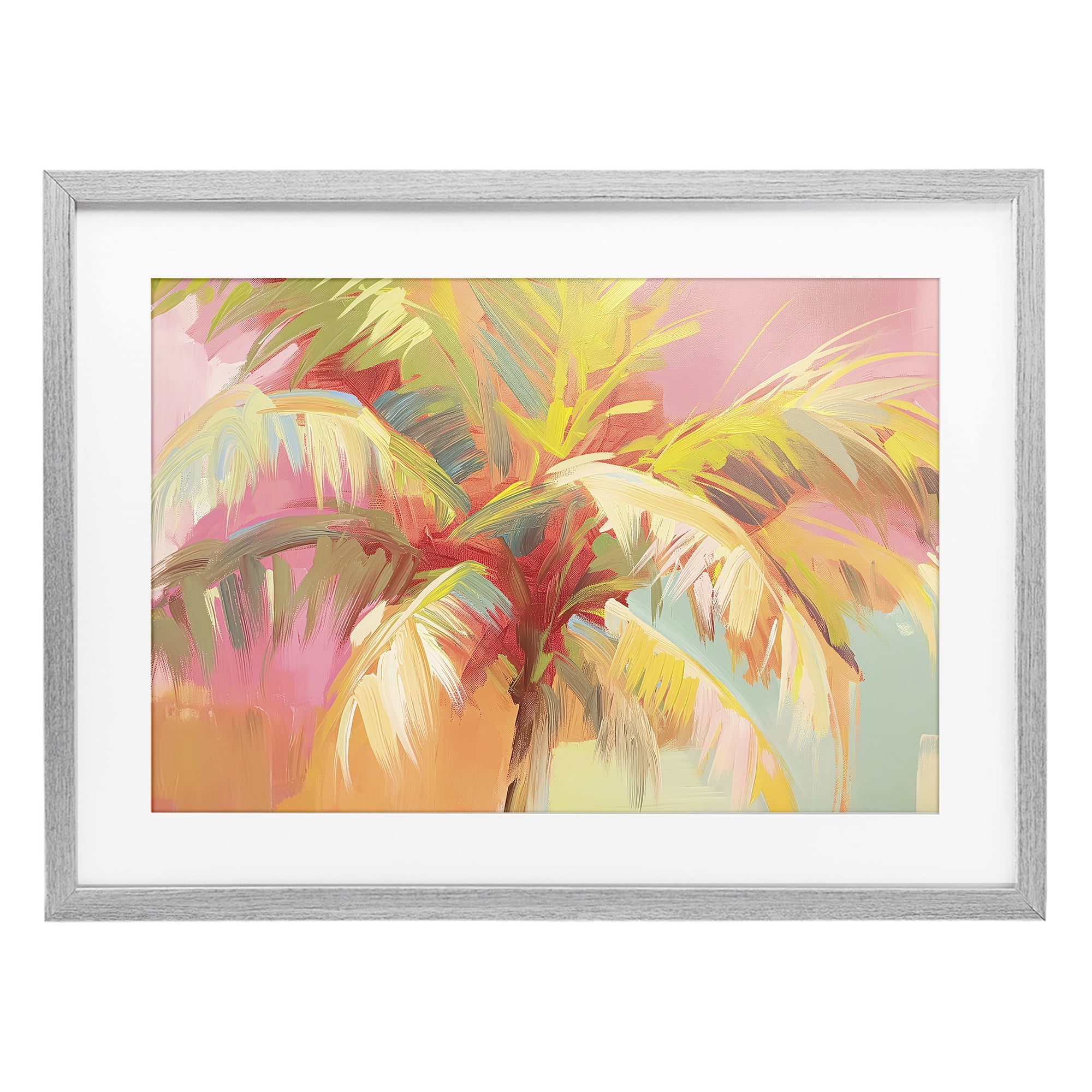 Stupell Industries Warm Palm Leaf Impressions Gray Framed Print Under Glass, design by Jacky Ngan