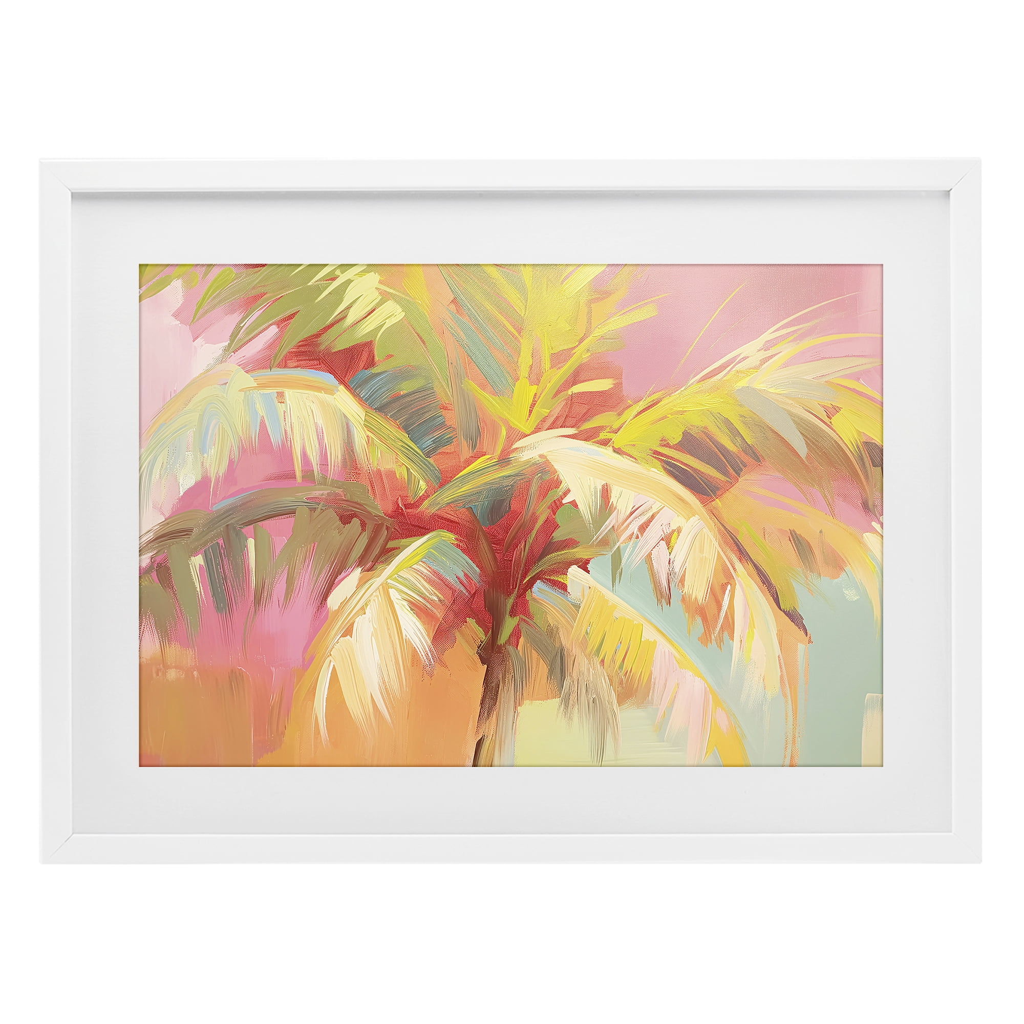 Stupell Industries Warm Palm Leaf Impressions White Framed Print Under Glass, design by Jacky Ngan