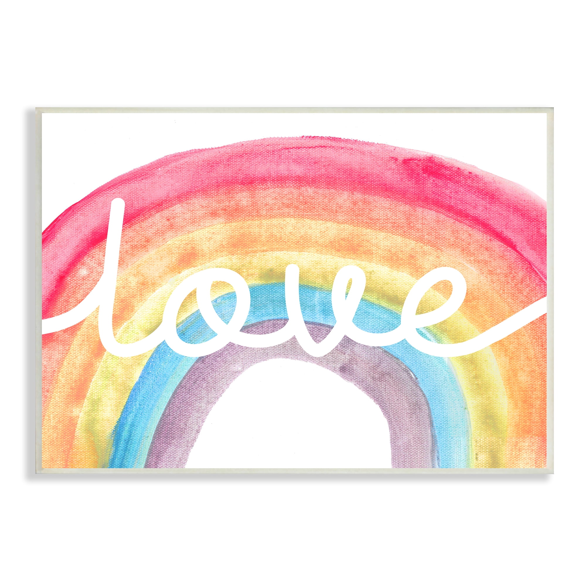 Stupell Industries Warm Rainbow Arches Love Cursive Typography, 10 x 15, Designed by Daphne Polselli