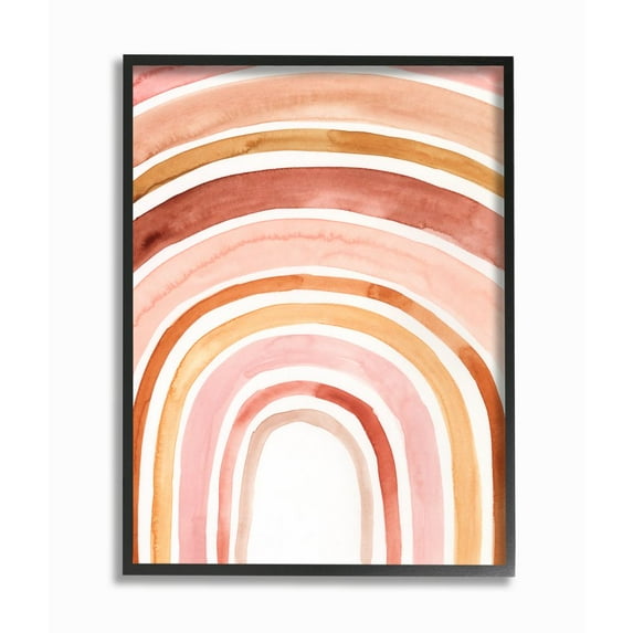 Stupell Industries Warm Red Shades of Abstract Arches Watercolor Painting Framed Wall Art Design by Victoria Borges, 11" x 14", Black Framed