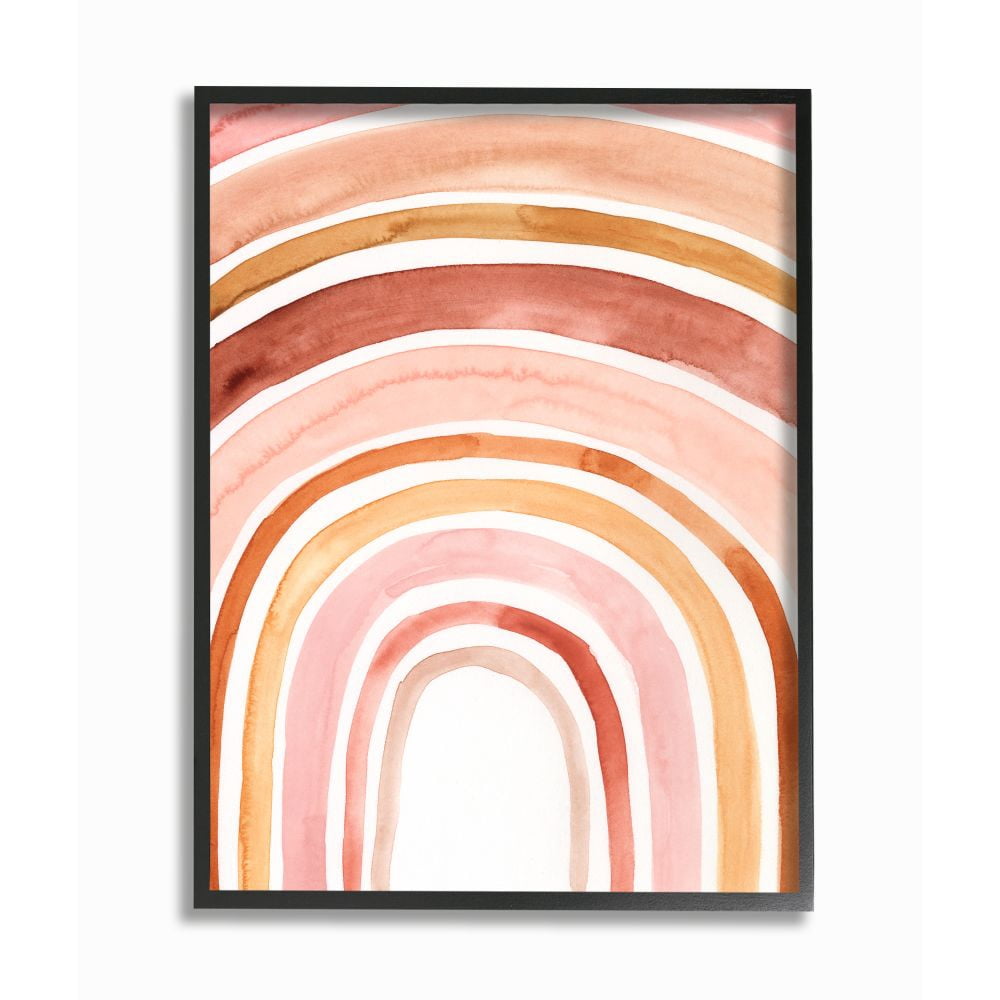 Stupell Industries Warm Red Shades of Abstract Arches Watercolor Painting Framed Wall Art Design by Victoria Borges, 16" x 20", Black Framed