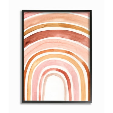 Stupell Industries Warm Red Shades of Abstract Arches Watercolor Painting Framed Wall Art Design by Victoria Borges, 16" x 20", Black Framed