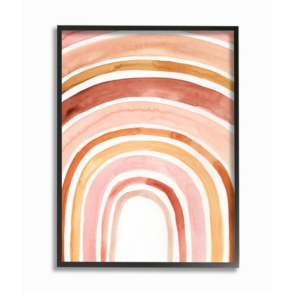 Stupell Industries Warm Red Shades of Abstract Arches Watercolor Painting Framed Wall Art Design by Victoria Borges, 16" x 20", Black Framed