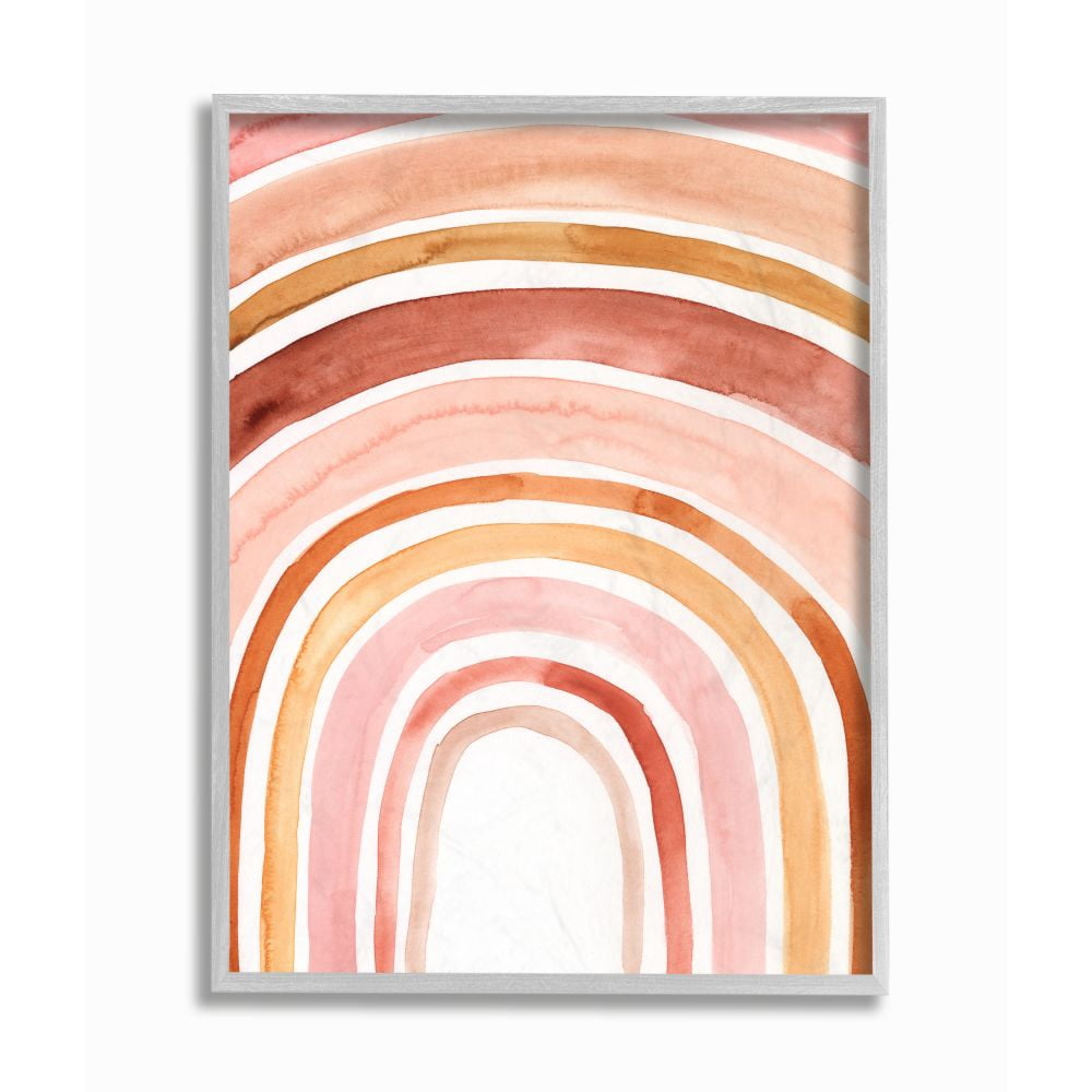 Stupell Industries Warm Red Shades of Abstract Arches Watercolor Painting Framed Wall Art Design by Victoria Borges, 16" x 20", Gray Framed