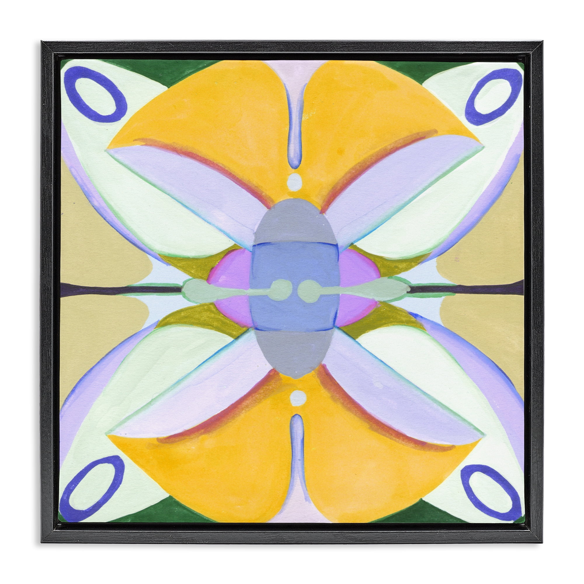 Stupell Industries Warm Revival Kaleidoscope Black Framed Floater Canvas Wall Art, design by Melissa Wang