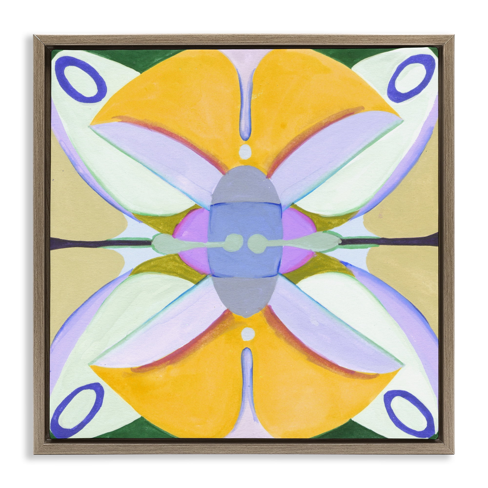 Stupell Industries Warm Revival Kaleidoscope Brown Framed Floater Canvas Wall Art, design by Melissa Wang