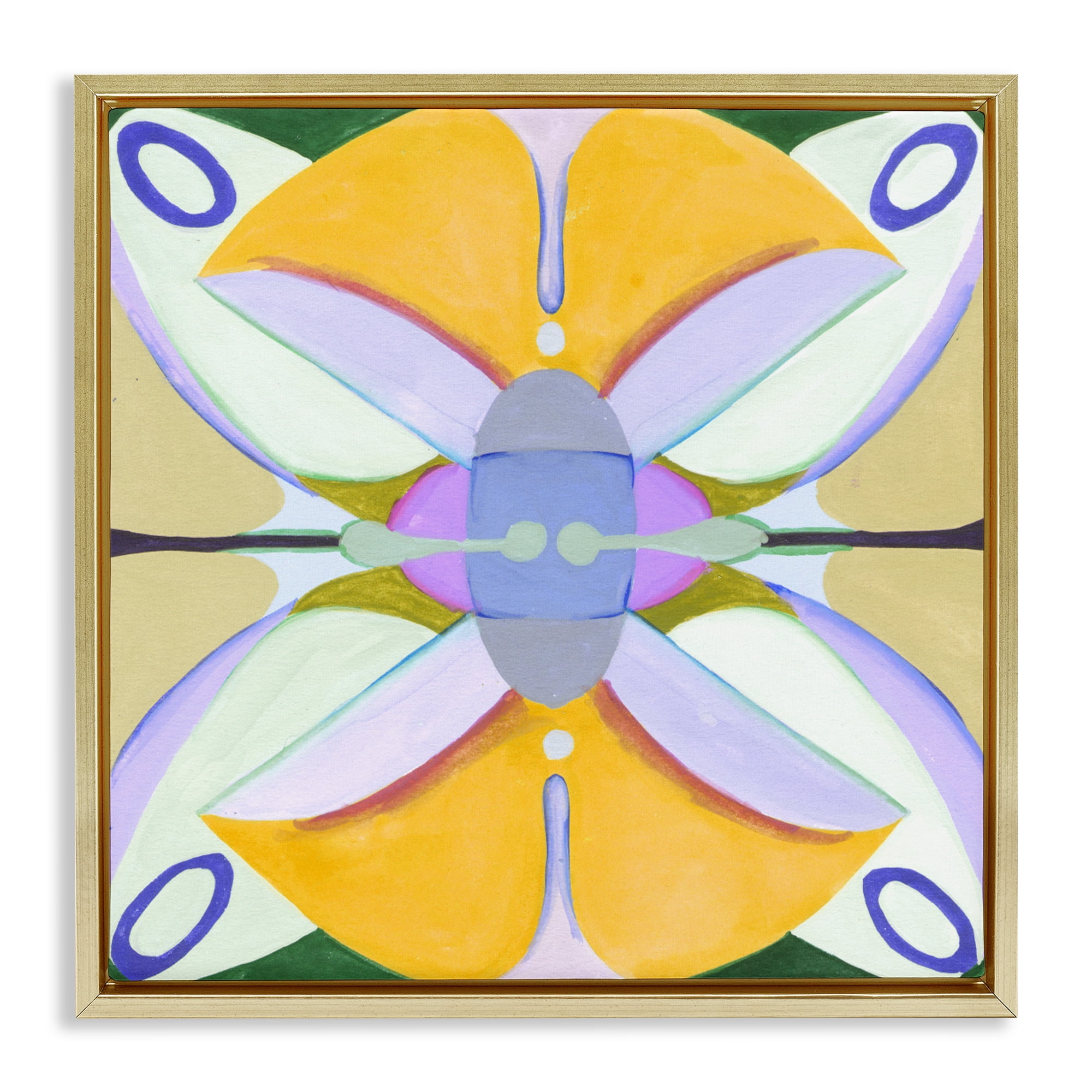 Stupell Industries Warm Revival Kaleidoscope Gold Framed Floater Canvas Wall Art, design by Melissa Wang