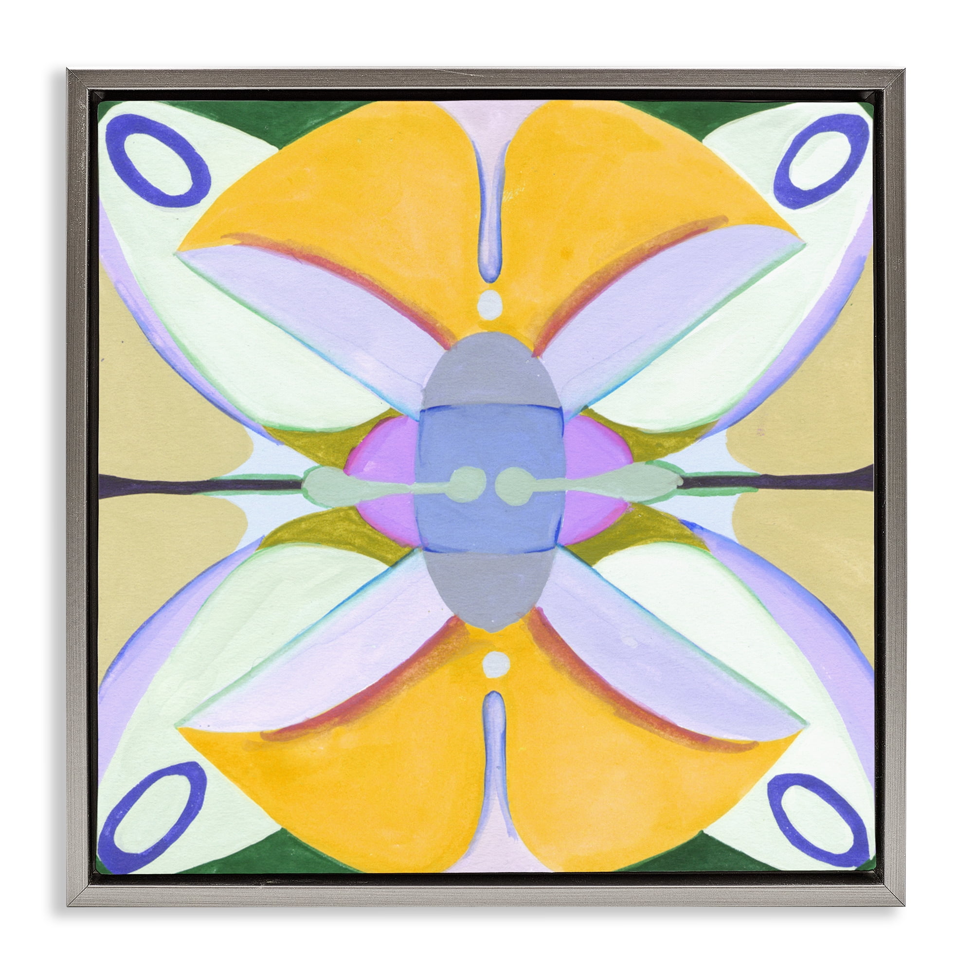 Stupell Industries Warm Revival Kaleidoscope Gray Framed Floater Canvas Wall Art, design by Melissa Wang