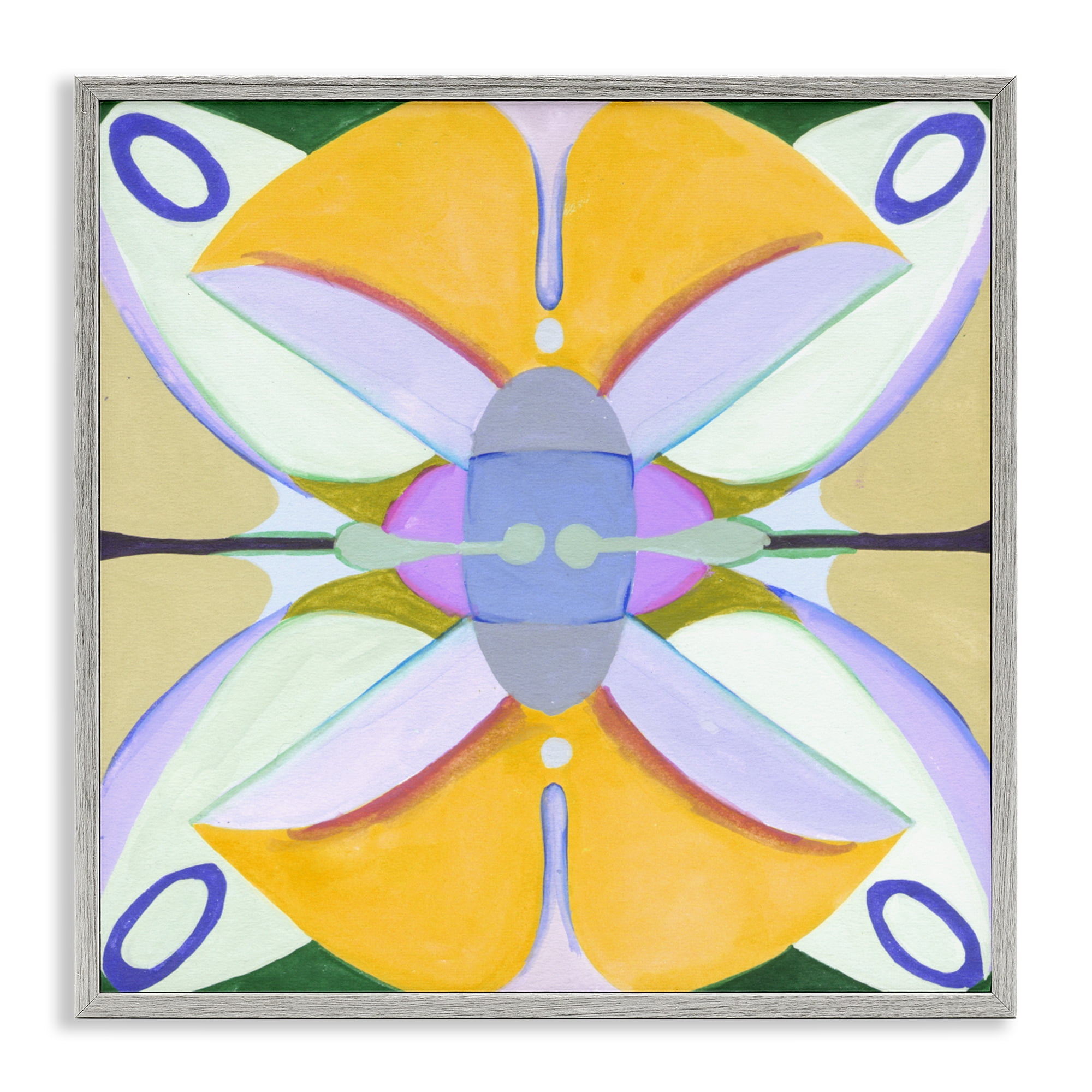 Stupell Industries Warm Revival Kaleidoscope Gray Framed Giclee Art, design by Melissa Wang