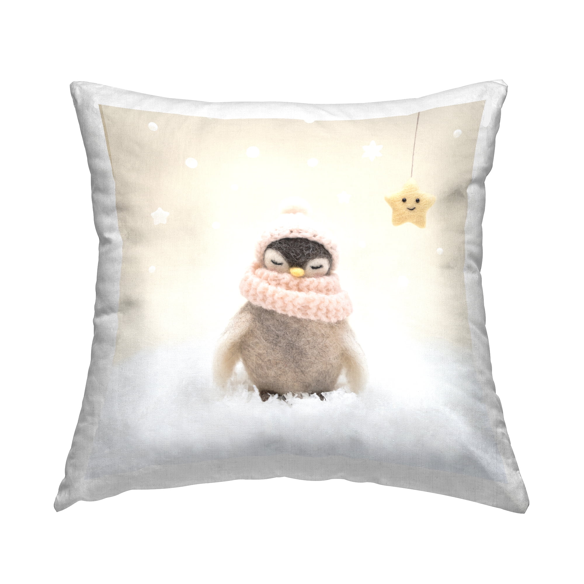 Stupell Industries Warm Snowy Winter Scarf Penguin Square Decorative Printed Throw Pillow, 18 x 18,