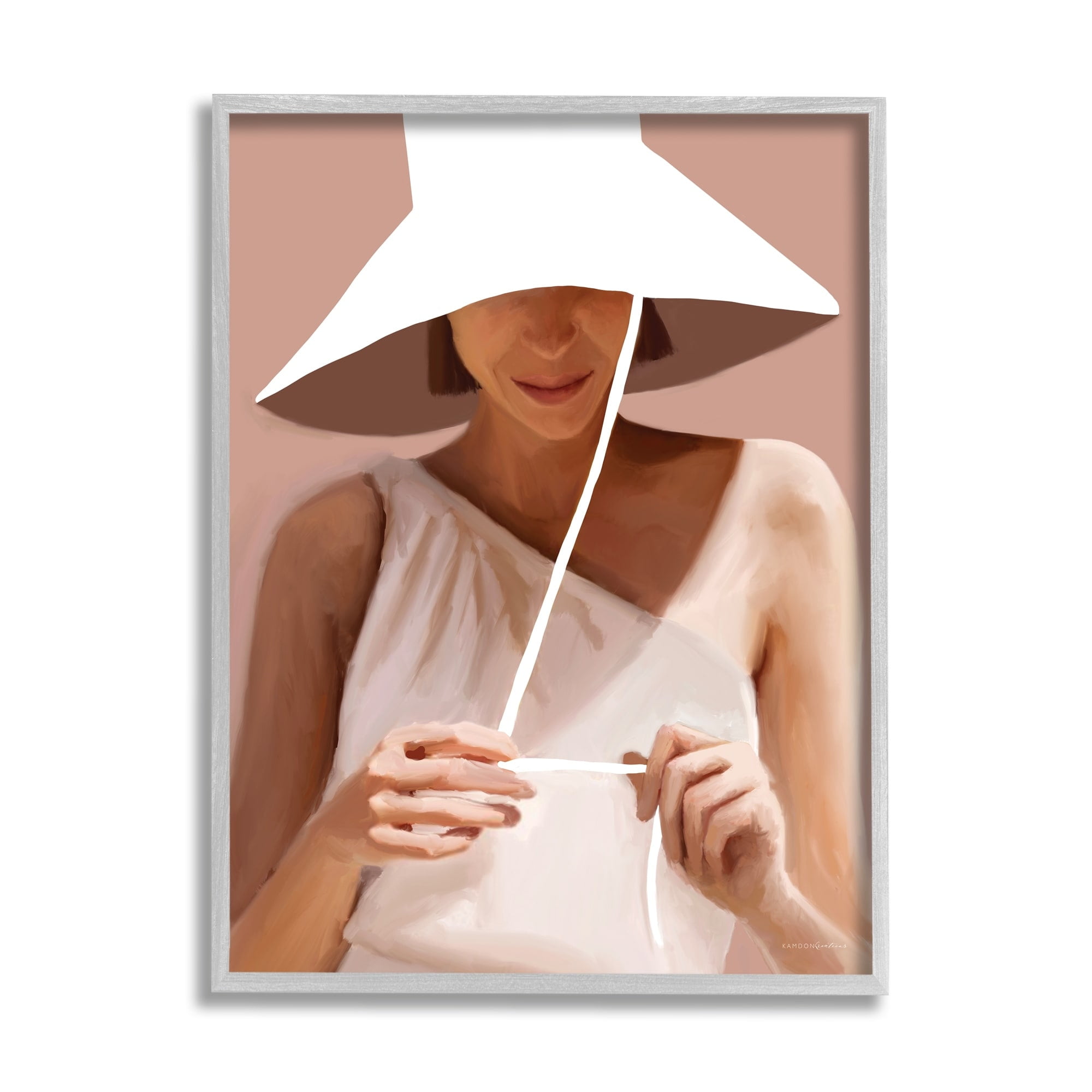Stupell Industries Warm Summertime Portrait Woman White Sun Hat , 11 x 14, Design by Kamdon Kreations