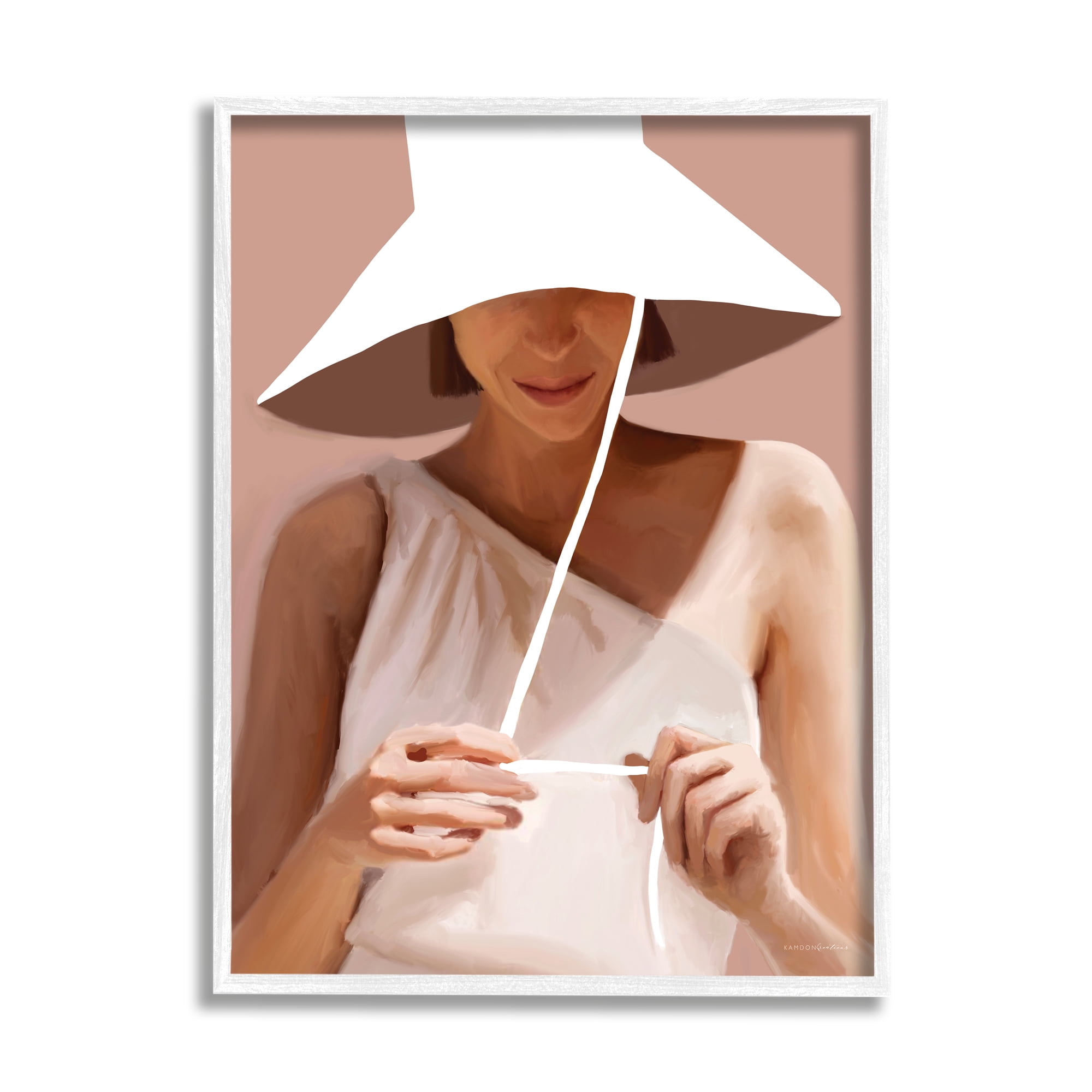 Stupell Industries Warm Summertime Portrait Woman White Sun Hat , 16 x 20, Design by Kamdon Kreations