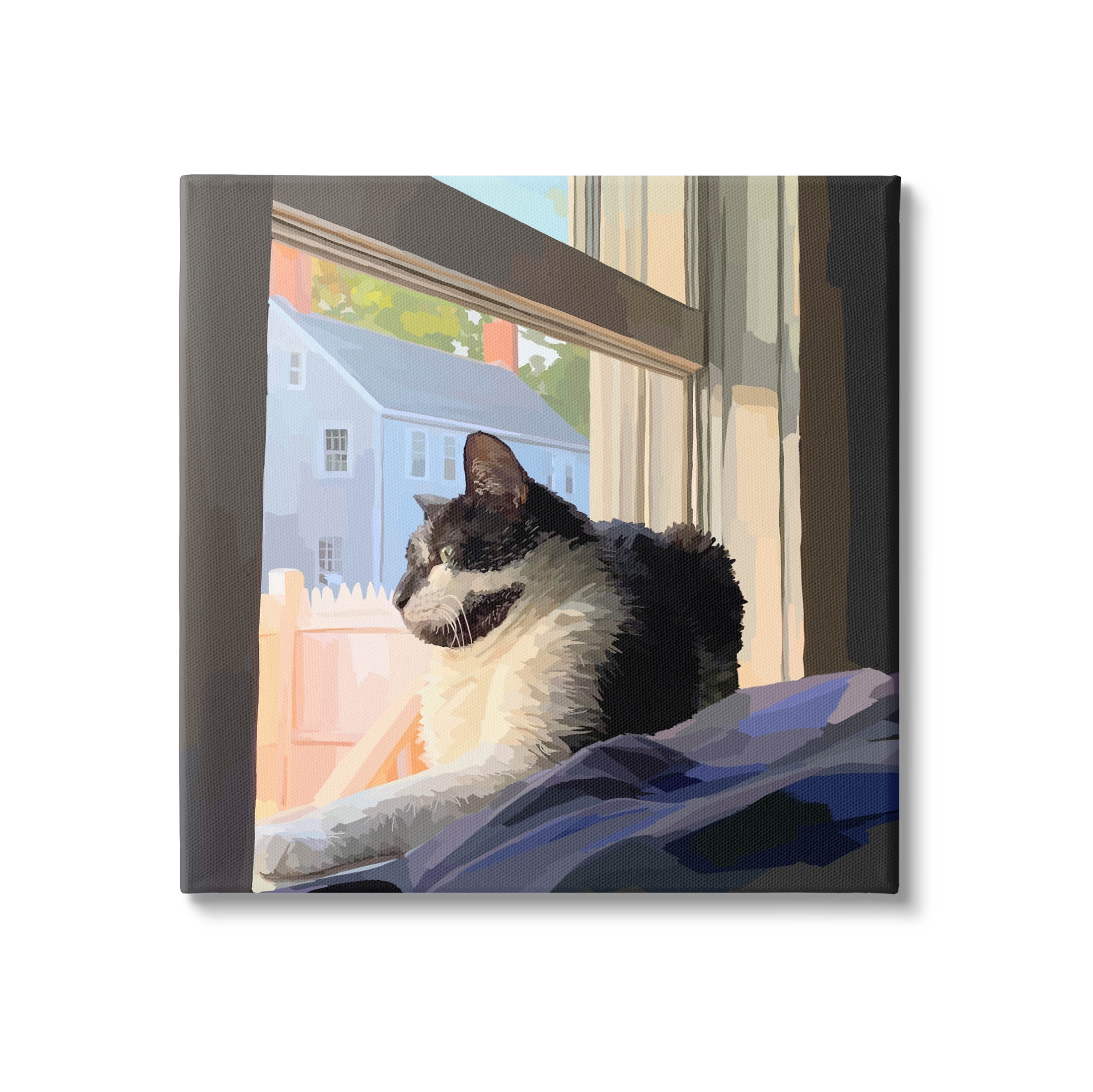 Stupell Industries Warm Sunlit Cat Neighborhood Windowsill Graphic Art Gallery Wrapped Canvas Print Wall Art, Design by Emily Kalina