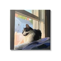 Stupell Industries Warm Sunlit Cat Neighborhood Windowsill Graphic Art Gallery Wrapped Canvas Print Wall Art, Design by Emily Kalina