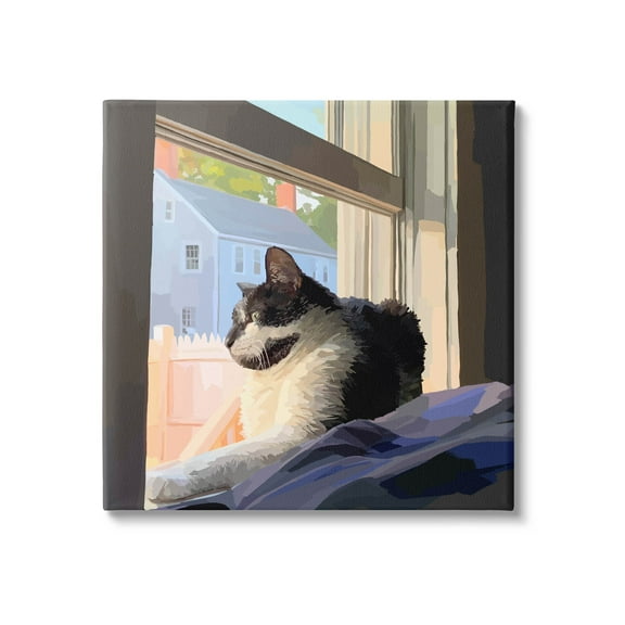 Stupell Industries Warm Sunlit Cat Neighborhood Windowsill Graphic Art Gallery Wrapped Canvas Print Wall Art, Design by Emily Kalina