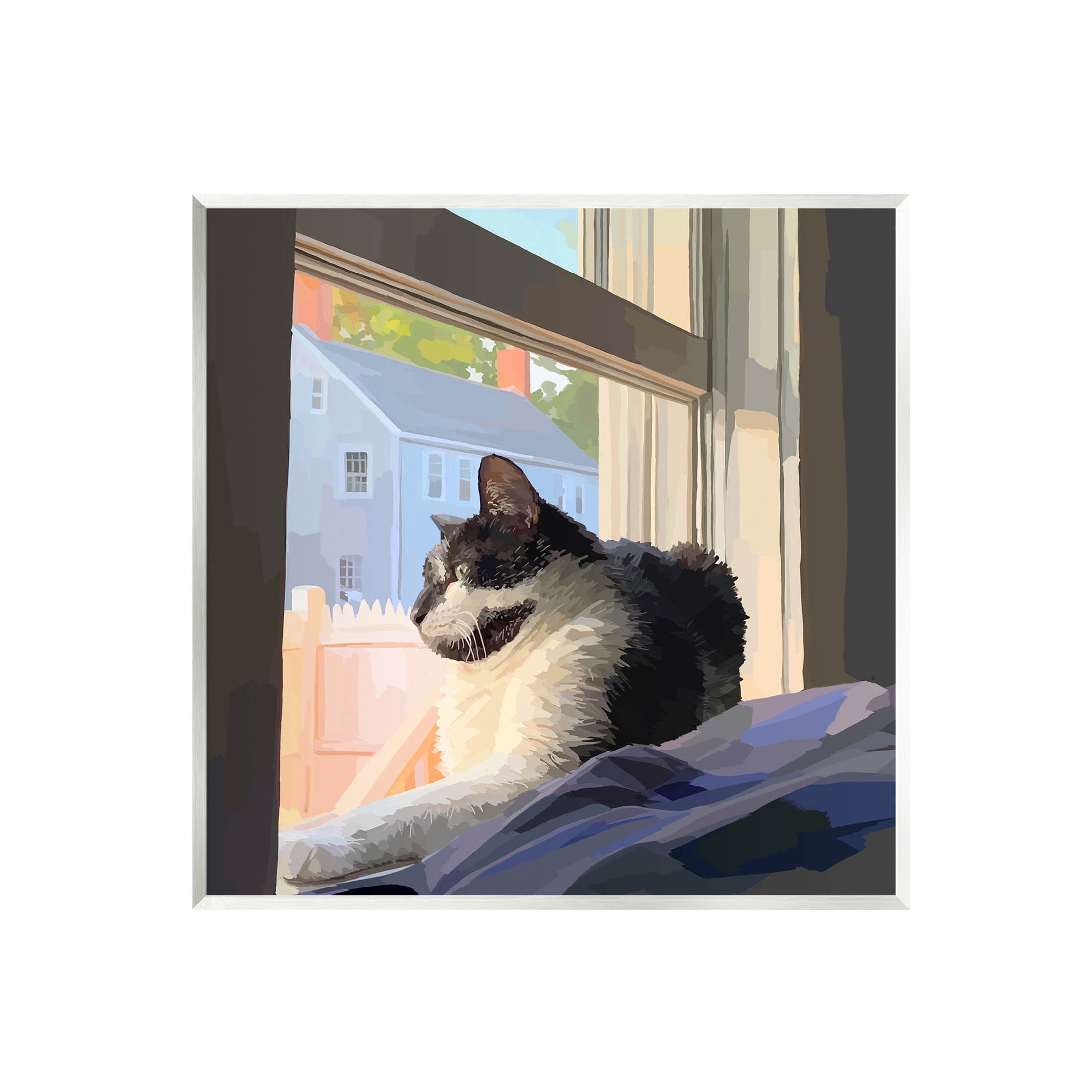 Stupell Industries Warm Sunlit Cat Neighborhood Windowsill Graphic Art Unframed Art Print Wall Art, Design by Emily Kalina