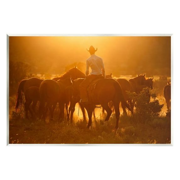 Stupell Industries Warm Sunlit Cowboy Riding Horse Rural Ranch Photograph Unframed Art Print Wall Art, Design by Lisa Dearing