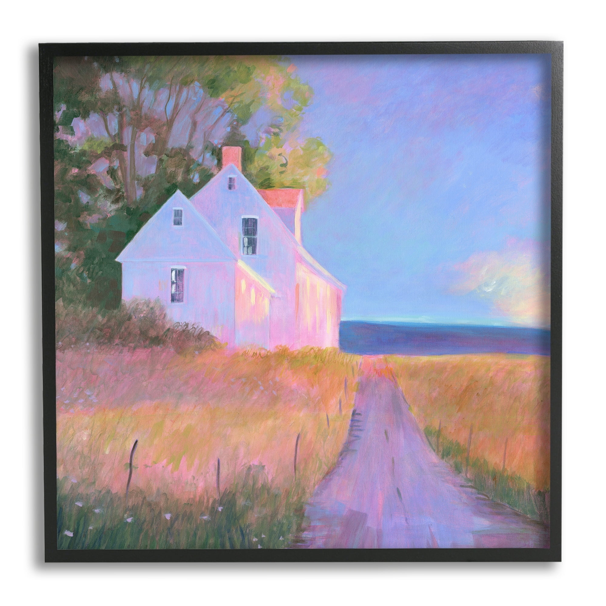 Stupell Industries Warm Sunlit Rural Seaside Cottage Path Painting Painting Black Framed Art Print Wall Art, Design by Sweetwater
