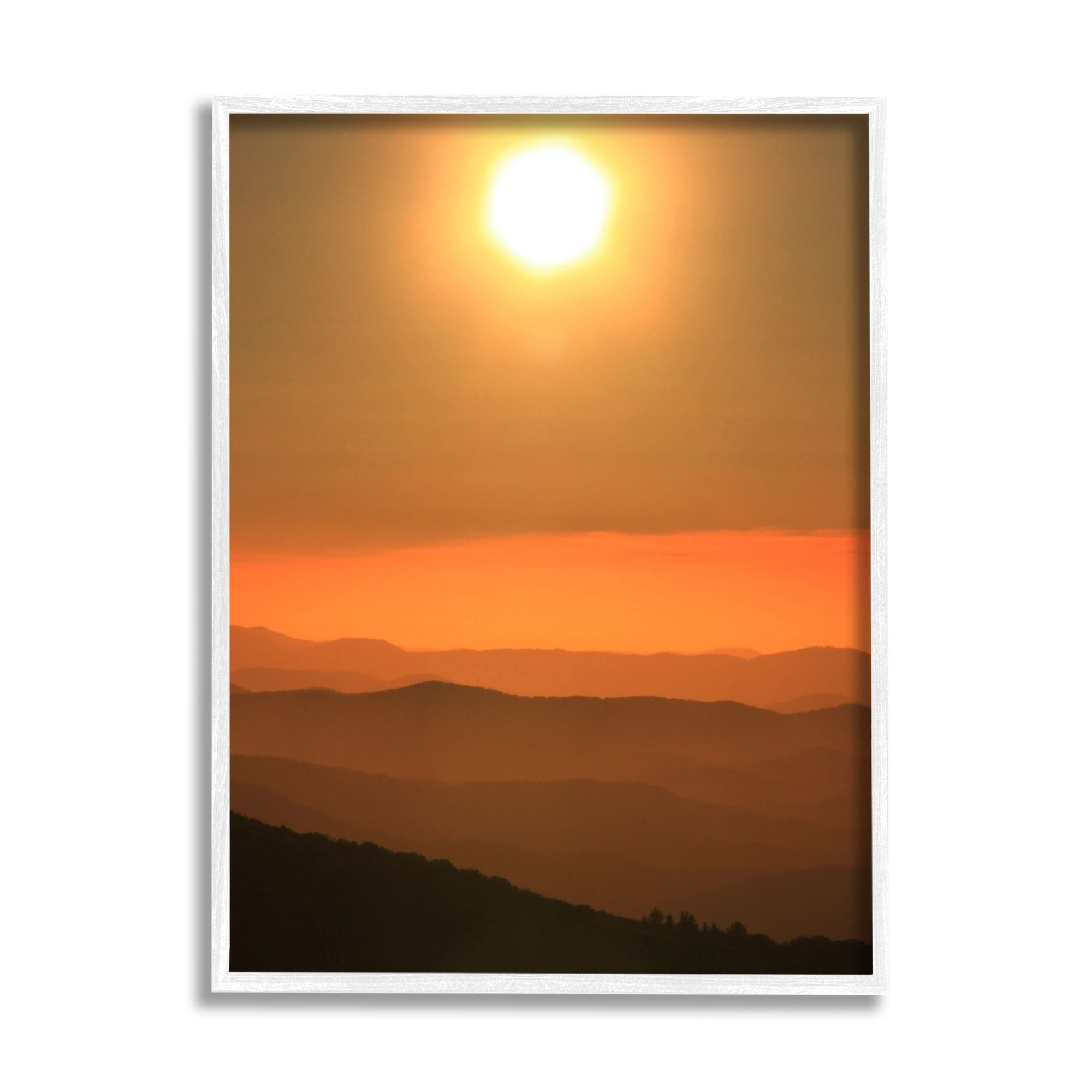Stupell Industries Warm Sunset Sky Layered Mountain Range Landscape Photography White Framed Art Print Wall Art, 11x14, by Daniel Sproul