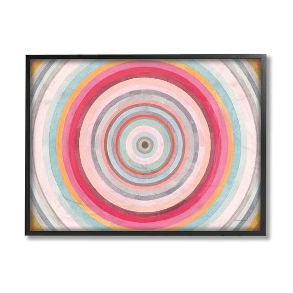 Stupell Industries Warm Tone Abstract Layered Shapes Circular Rings Black Framed, 16 x 20, Design by Danhui Nai