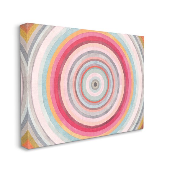 Stupell Industries Warm Tone Abstract Layered Shapes Circular Rings Canvas Wall Art, 16 x 20, Design by Danhui Nai
