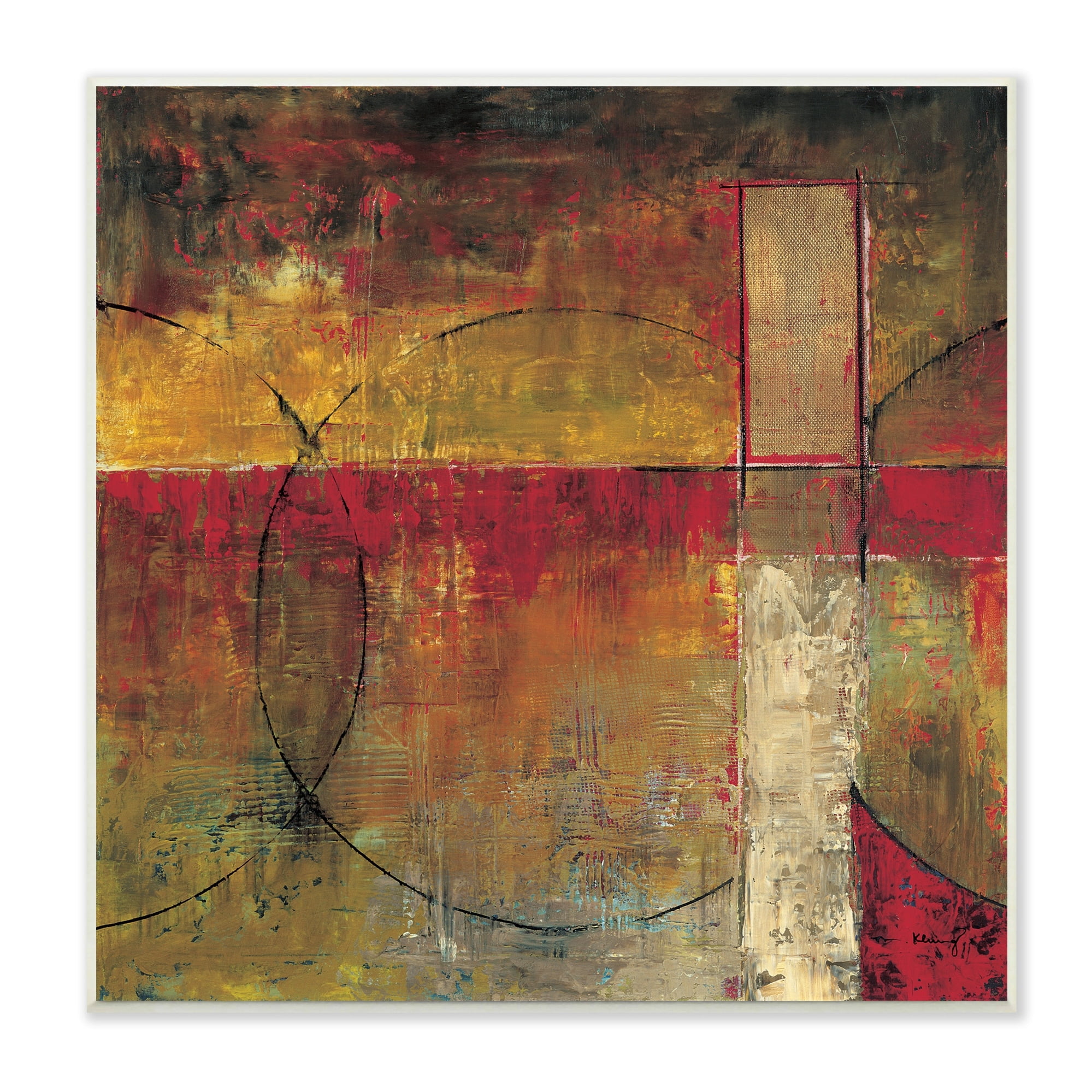Stupell Industries Warm Tone Abstract Shape Composition Red Brown Painting, 12 x 12,Design by Mike Klung