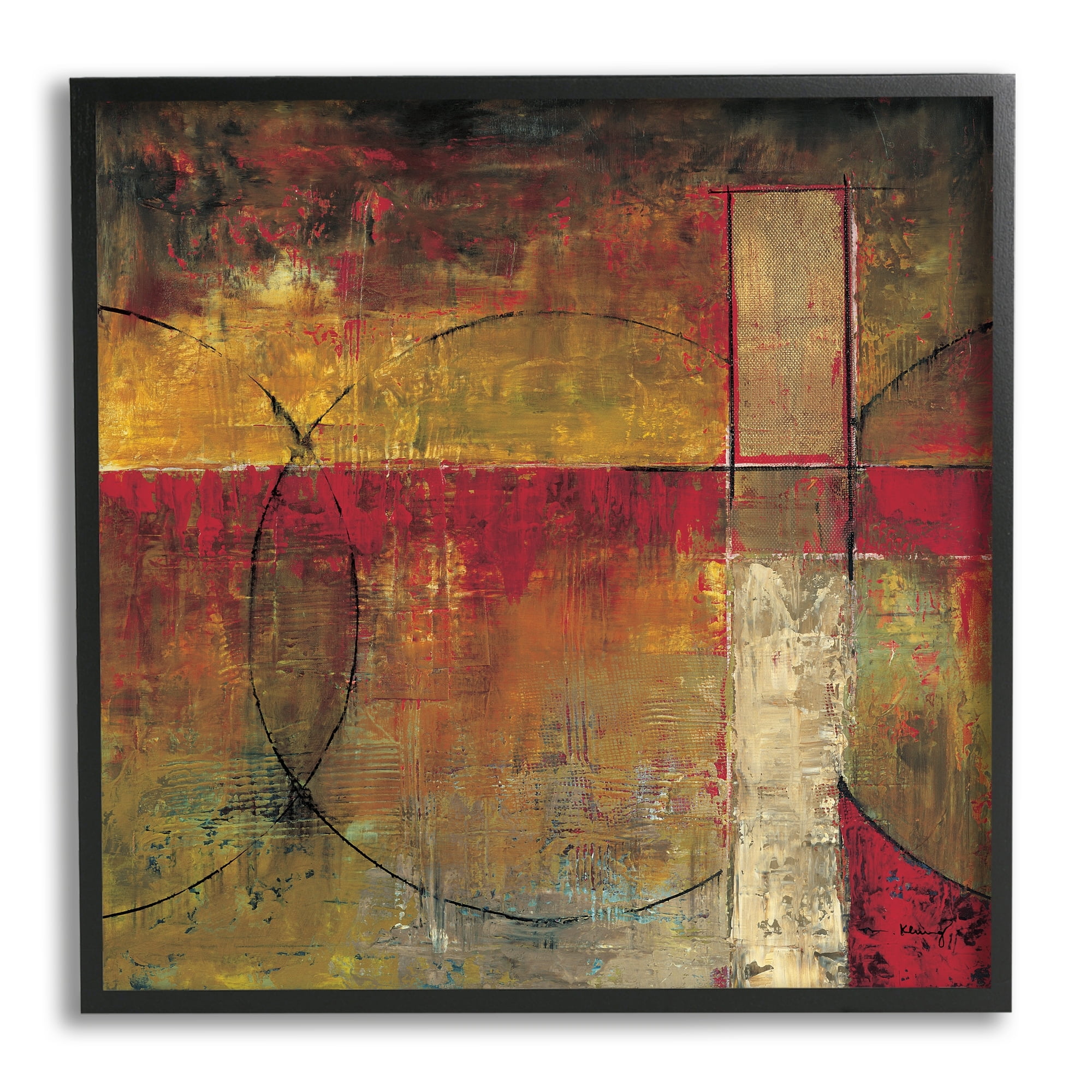Stupell Industries Warm Tone Abstract Shape Composition Red Brown Painting, 12 x 12,Design by Mike Klung
