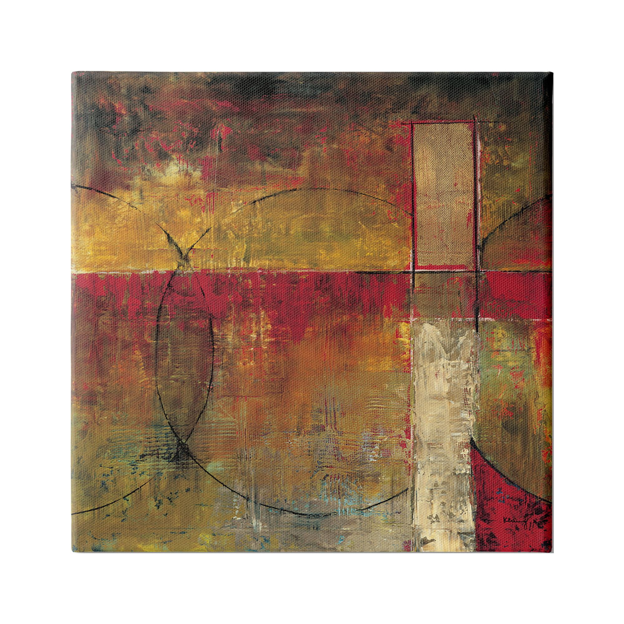 Stupell Industries Warm Tone Abstract Shape Composition Red Brown Painting, 24 x 24,Design by Mike Klung