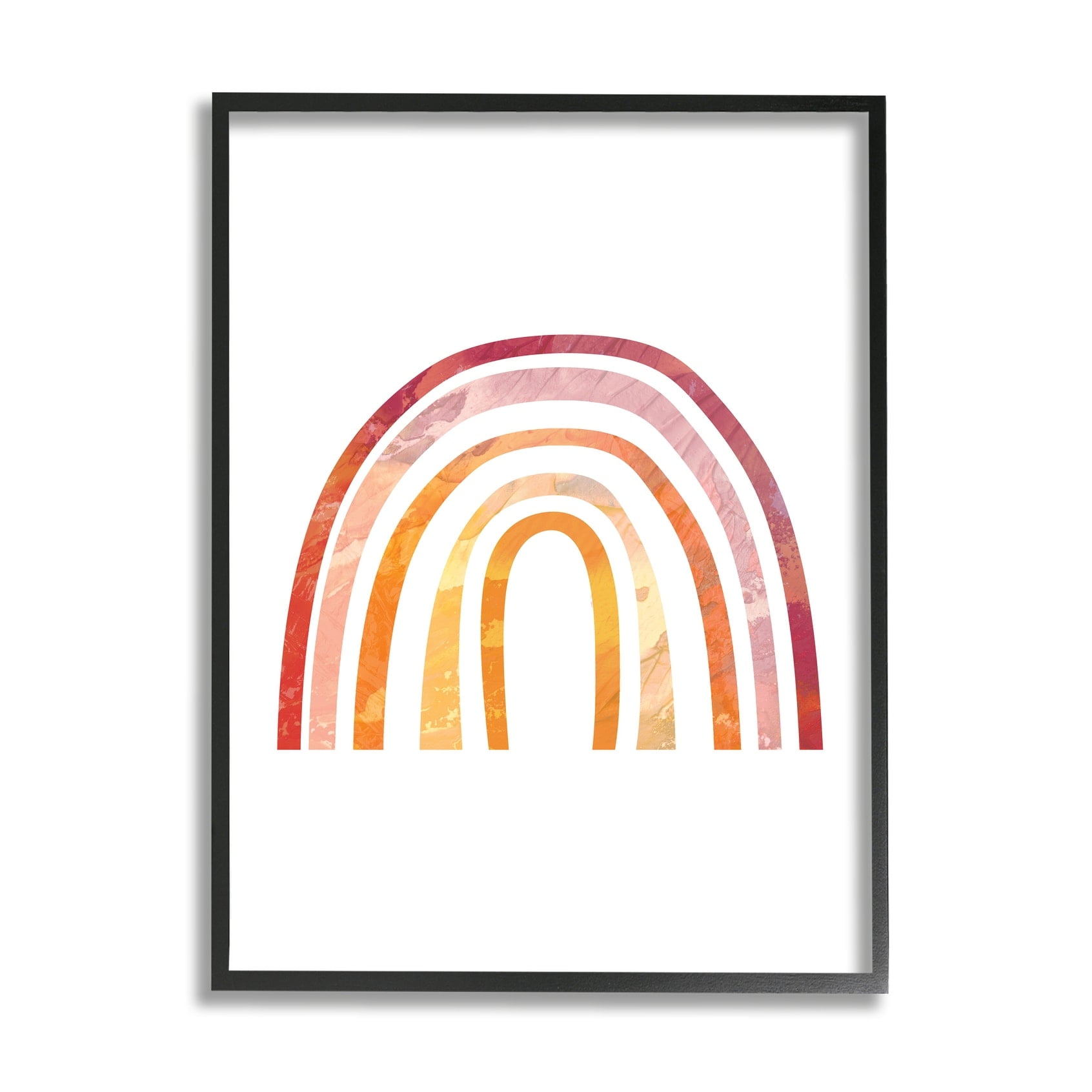 Stupell Industries Warm Tone Rainbow with Abstract Sky Texture Black Framed, 16 x 20, Design by Daphne Polselli
