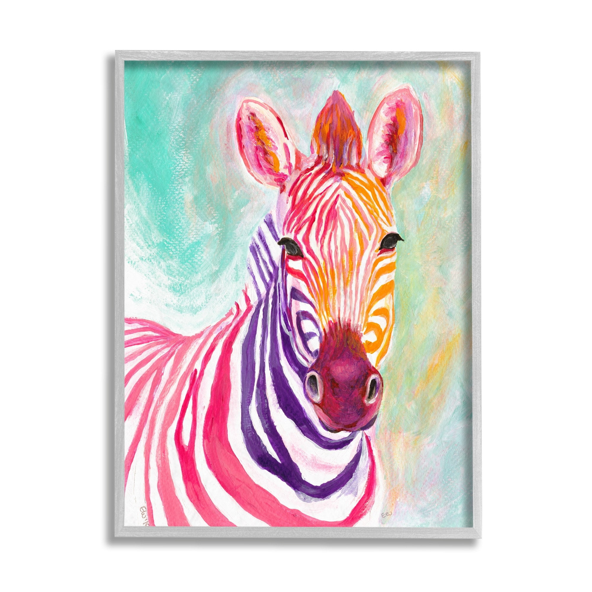 Stupell Industries Warm Tone Zebra Stripes Safari Animal Portrait Grey Framed, 11 x 14, Design by Elvira Errico