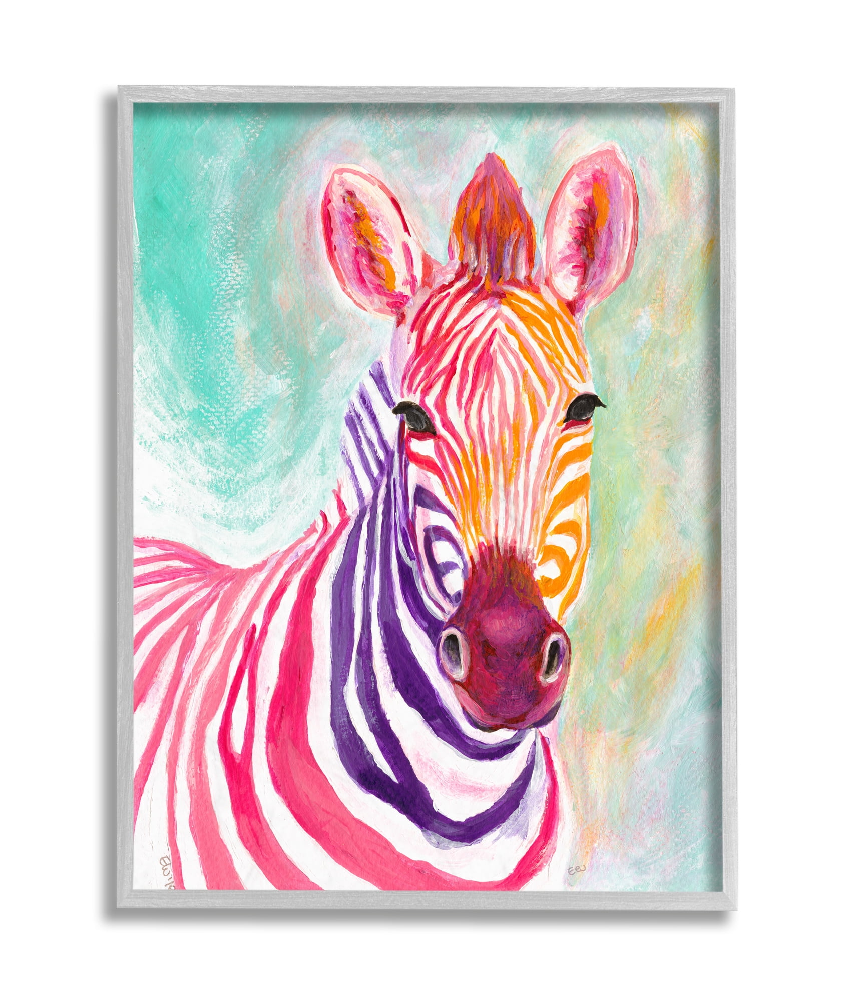 Stupell Industries Warm Tone Zebra Stripes Safari Animal Portrait Grey Framed, 16 x 20, Design by Elvira Errico