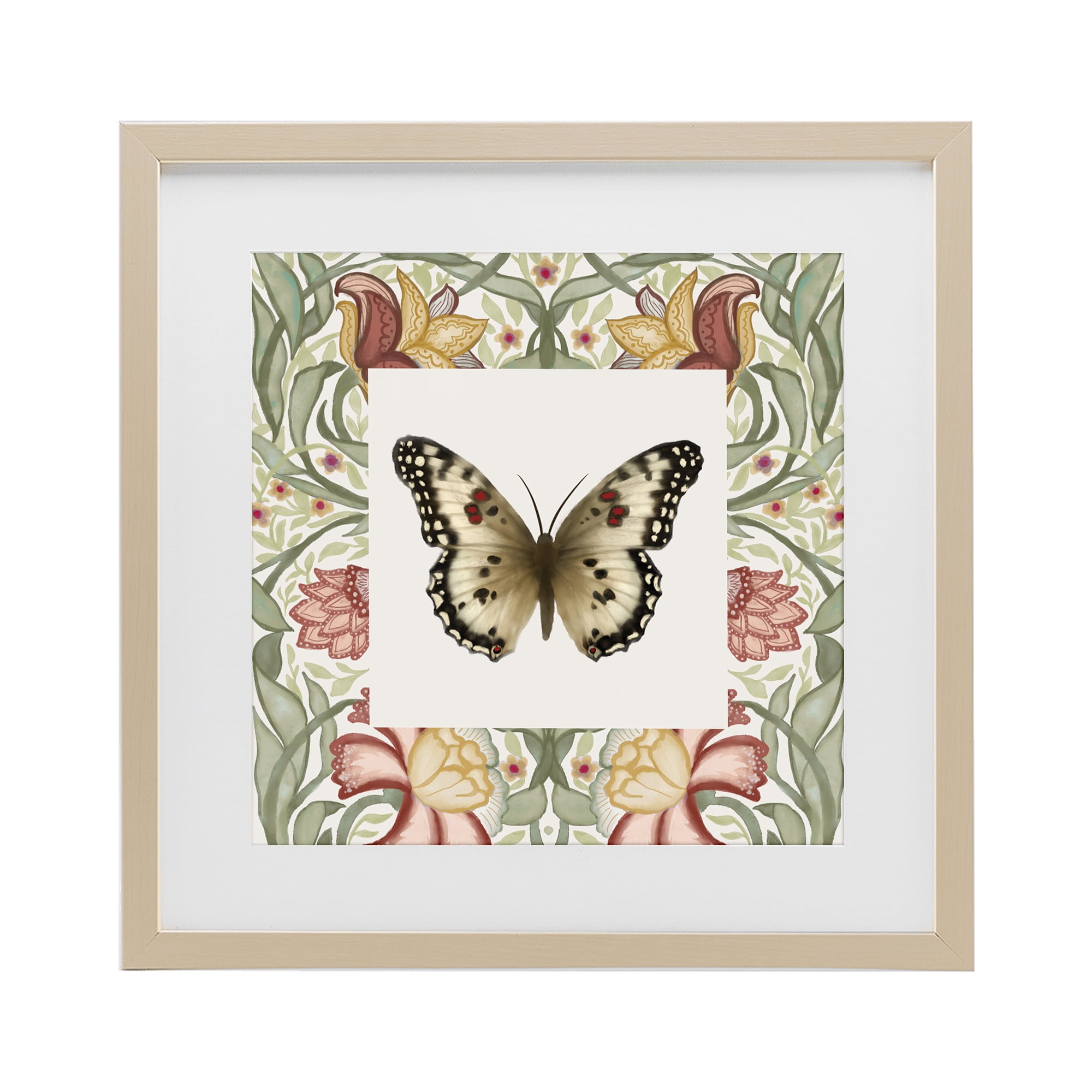 Stupell Industries Warm Toned Baroque Butterfly Birch Framed Print Under Glass, design by Elizabeth Medley