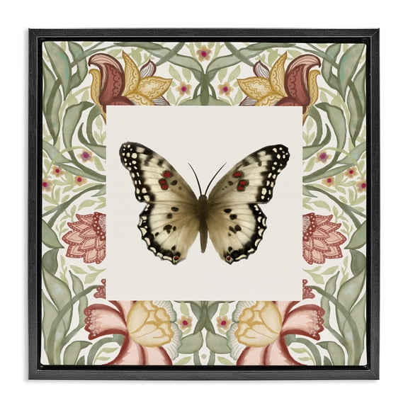 Stupell Industries Warm Toned Baroque Butterfly Black Framed Floater Canvas Wall Art, design by Elizabeth Medley