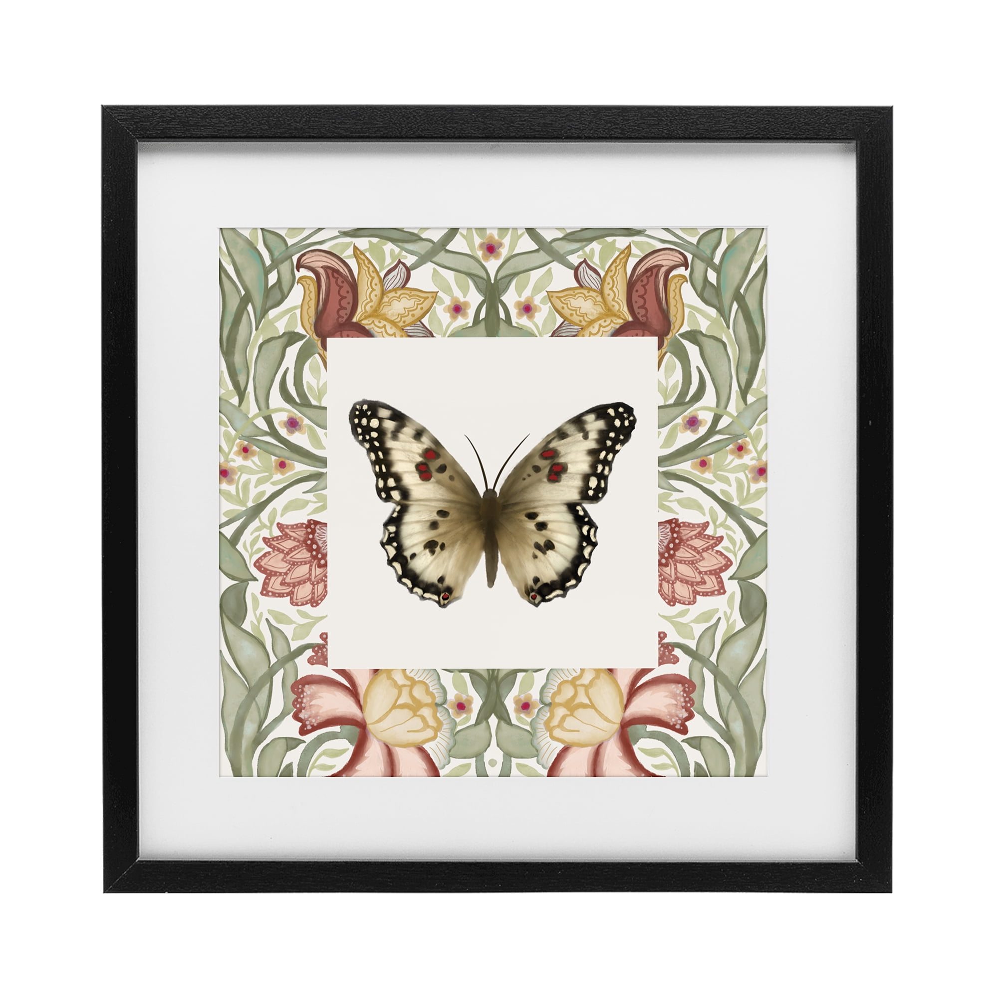 Stupell Industries Warm Toned Baroque Butterfly Black Framed Print Under Glass, design by Elizabeth Medley