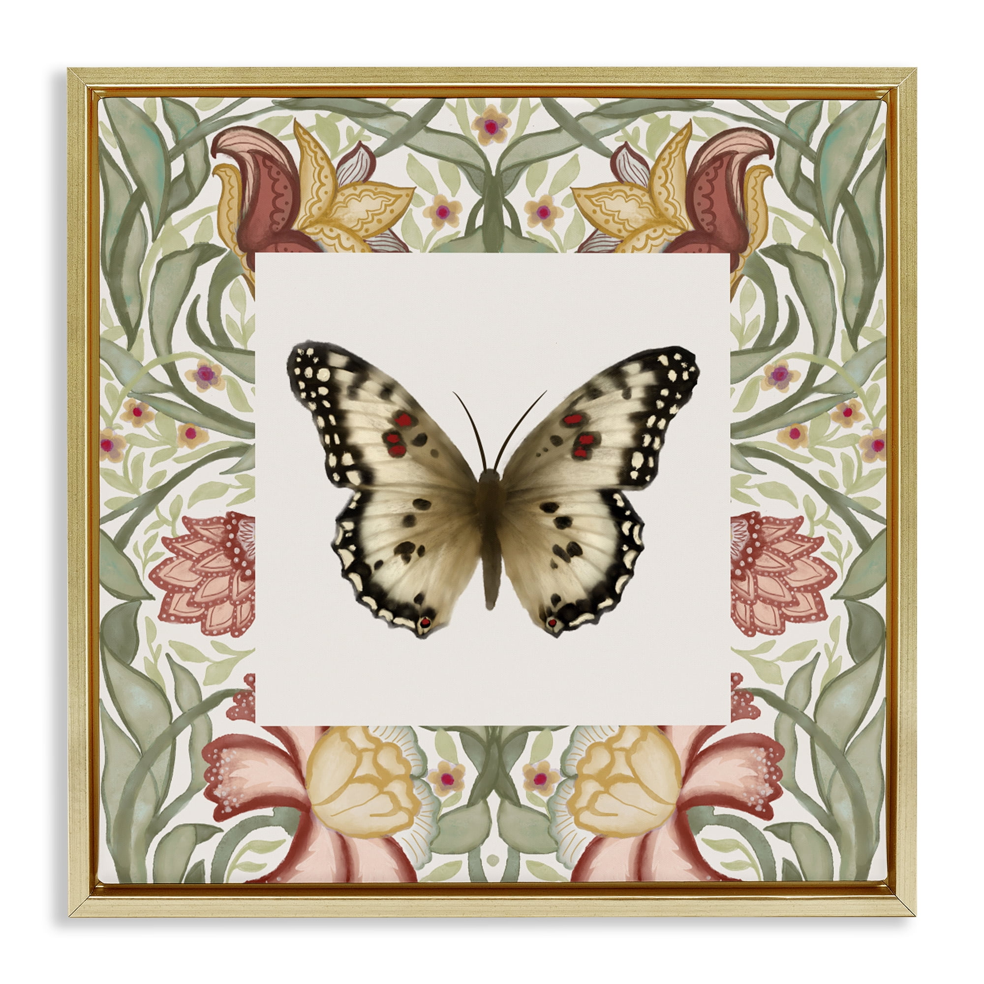 Stupell Industries Warm Toned Baroque Butterfly Gold Framed Floater Canvas Wall Art, design by Elizabeth Medley