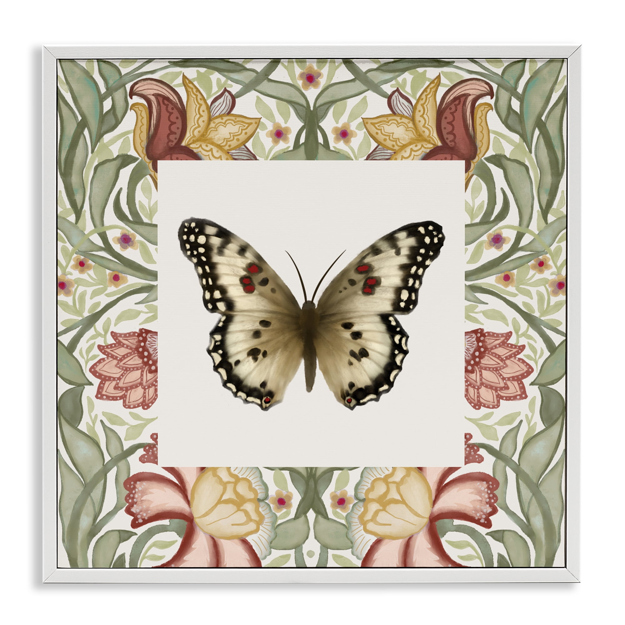 Stupell Industries Warm Toned Baroque Butterfly White Framed Giclee Art, design by Elizabeth Medley