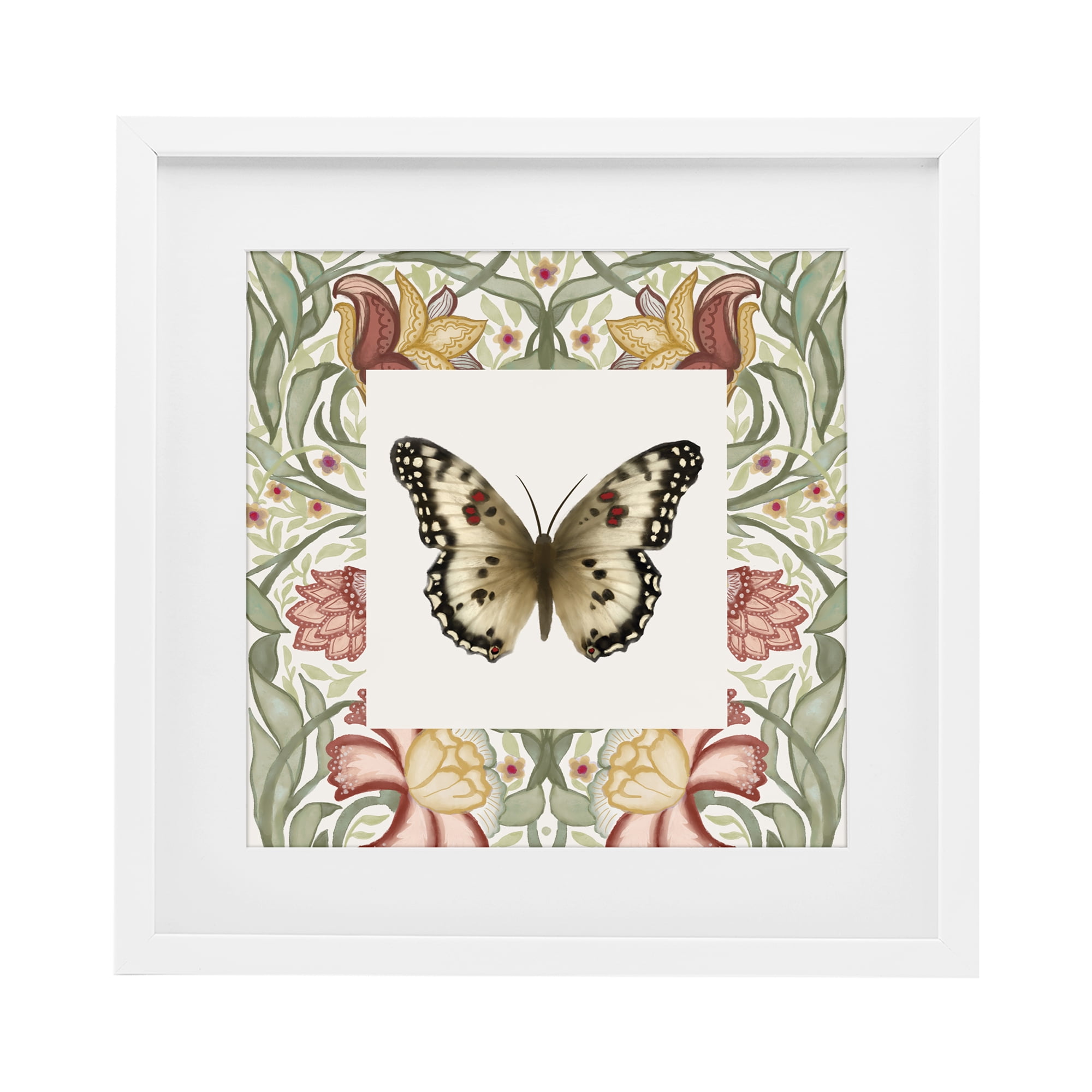 Stupell Industries Warm Toned Baroque Butterfly White Framed Print Under Glass, design by Elizabeth Medley