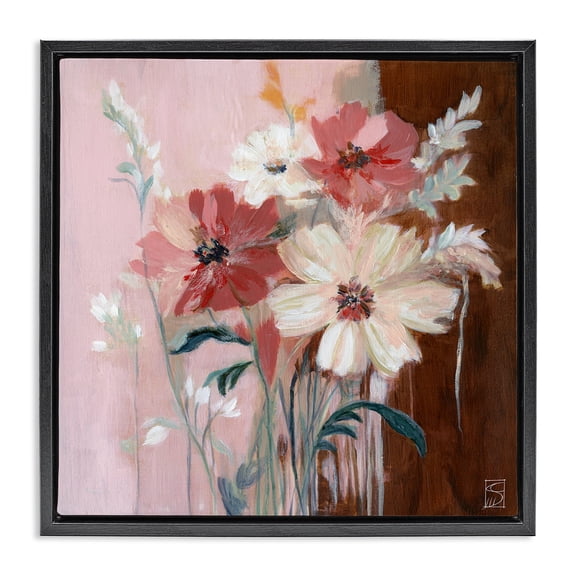 Stupell Industries Warm Toned Bouquet Black Framed Floater Canvas Wall Art design by Sara Culpepper, 18 x 18
