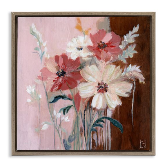 Stupell Industries Warm Toned Bouquet Brown Framed Floater Canvas Wall Art design by Sara Culpepper, 18 x 18