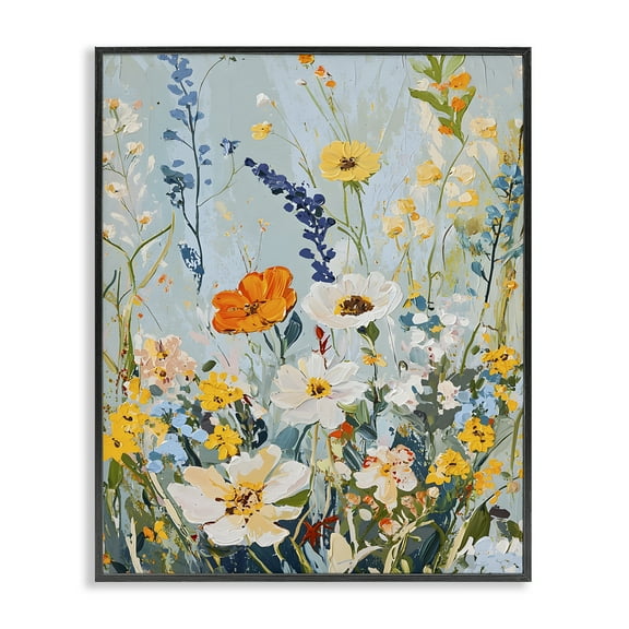 Stupell Industries Warm Toned Flowers Floral Painting Black Framed Art Print Wall Art, 16 x 20