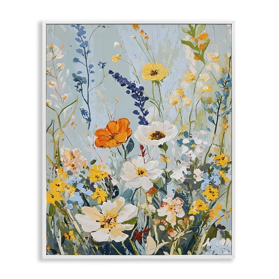 Stupell Industries Warm Toned Flowers Floral Painting White Framed Art Print Wall Art, 16 x 20