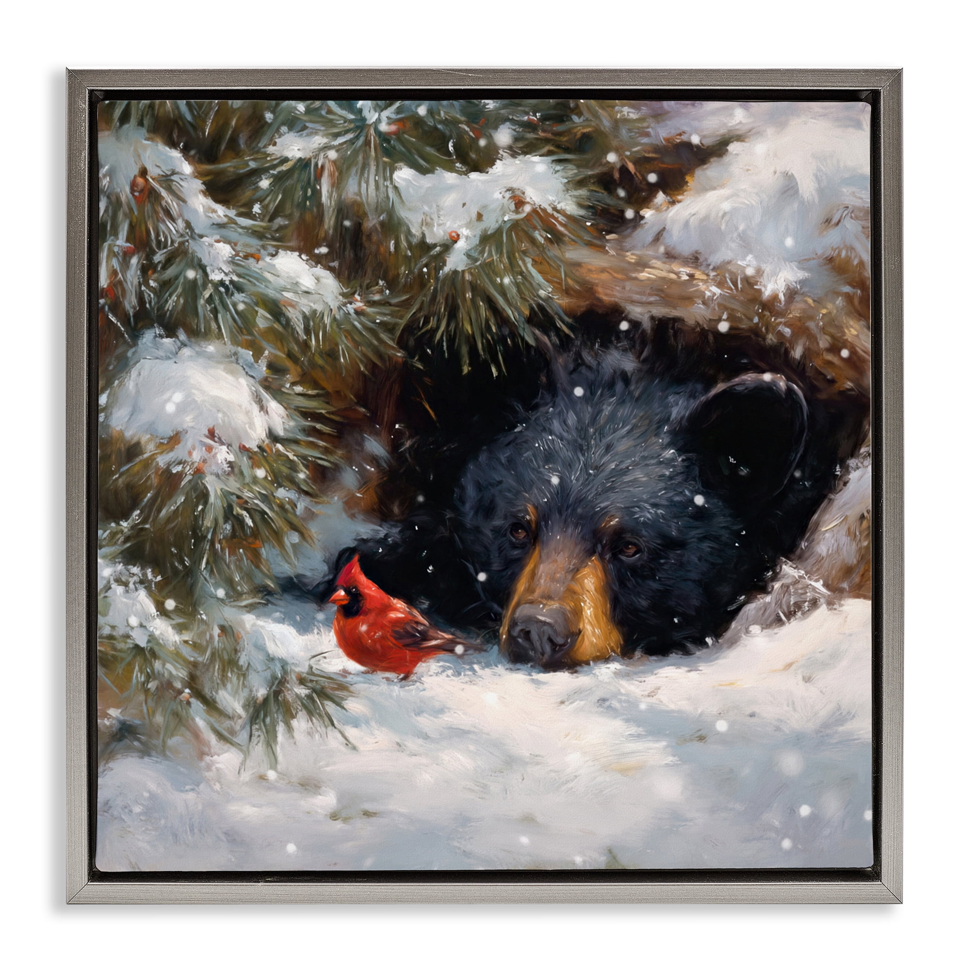 Stupell Industries Warm Watch From The Den Gray Framed Floater Canvas Wall Art, design by Tina LeCour