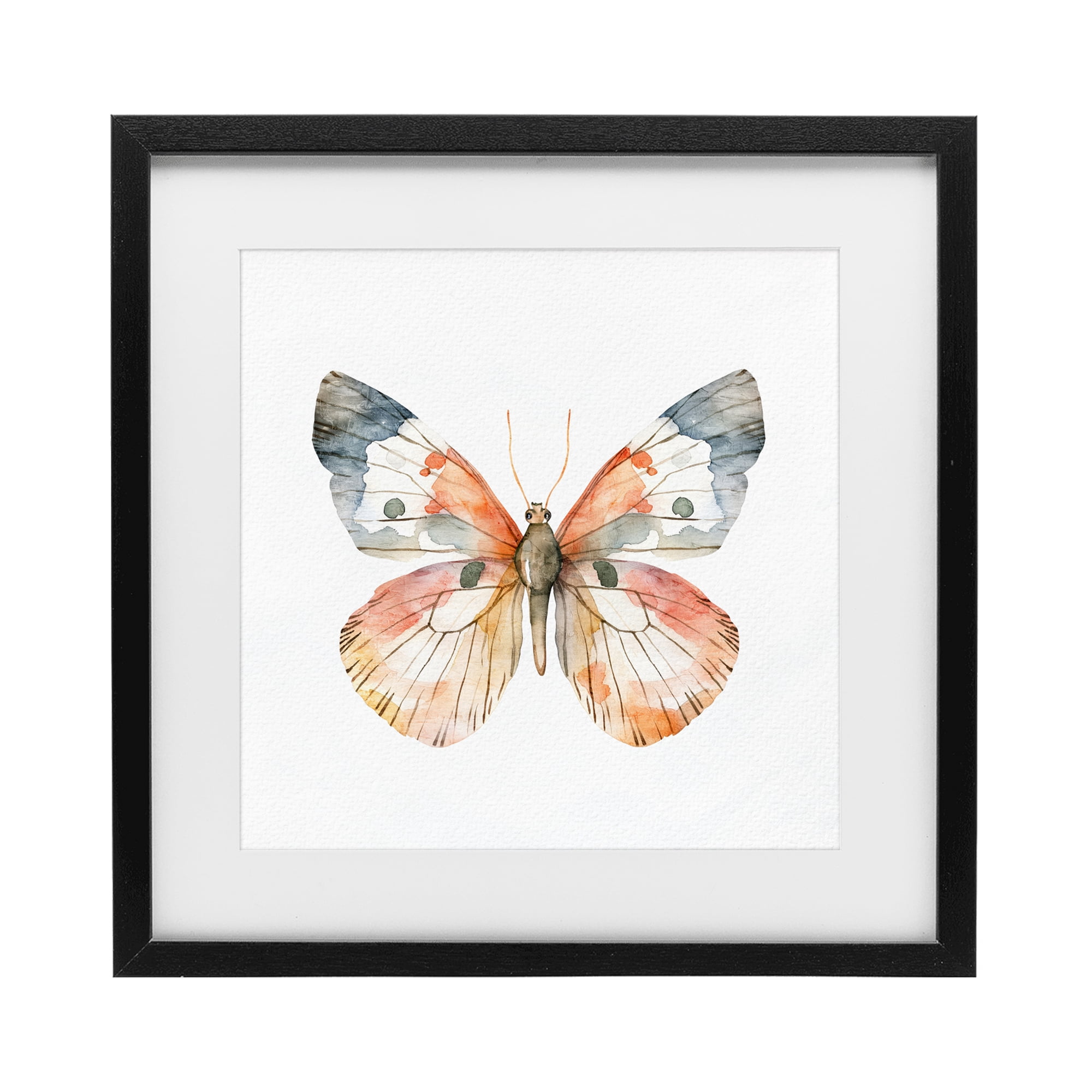 Stupell Industries Warm Watercolor Butterfly Black Framed Print Under Glass, design by Kim Allen