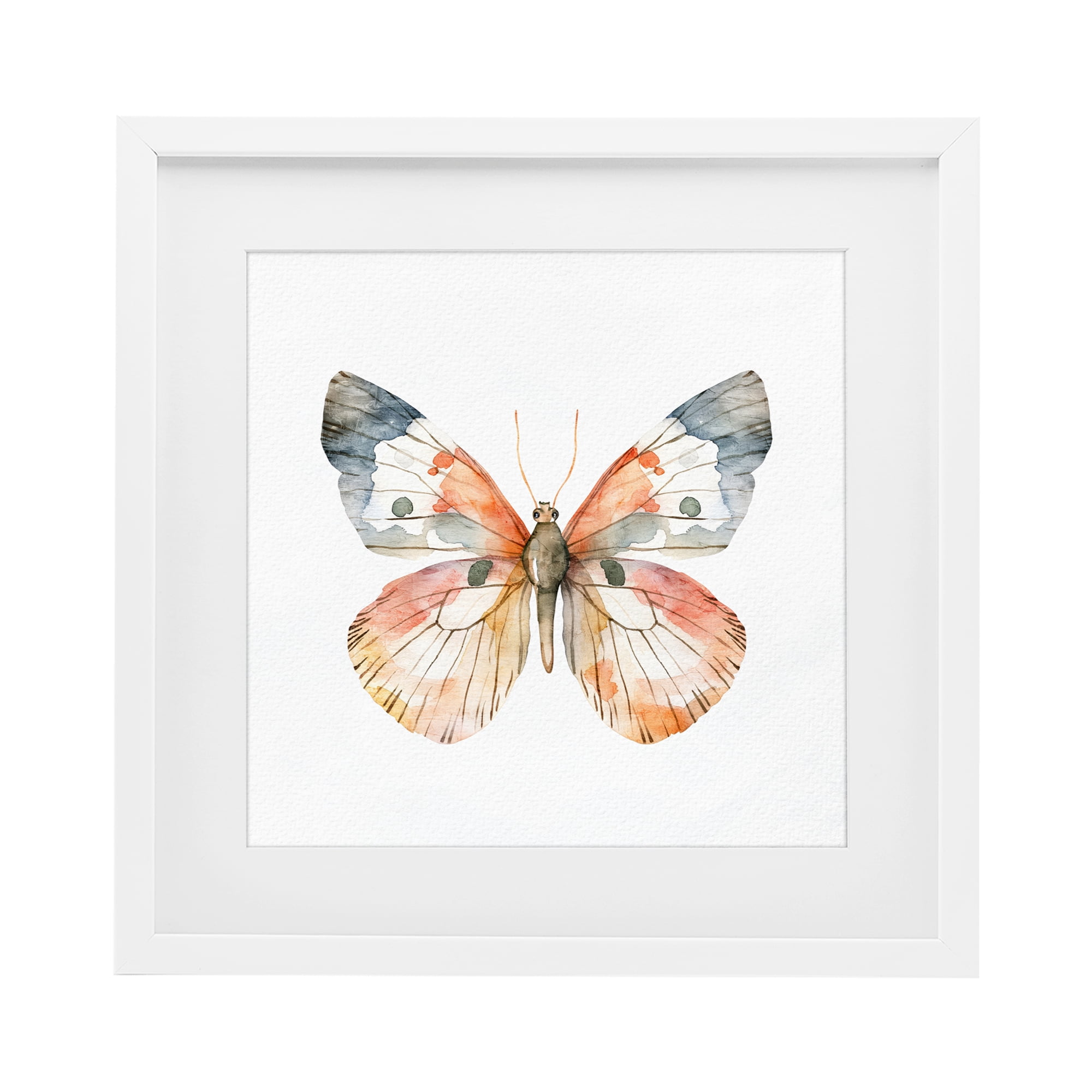 Stupell Industries Warm Watercolor Butterfly White Framed Print Under Glass, design by Kim Allen