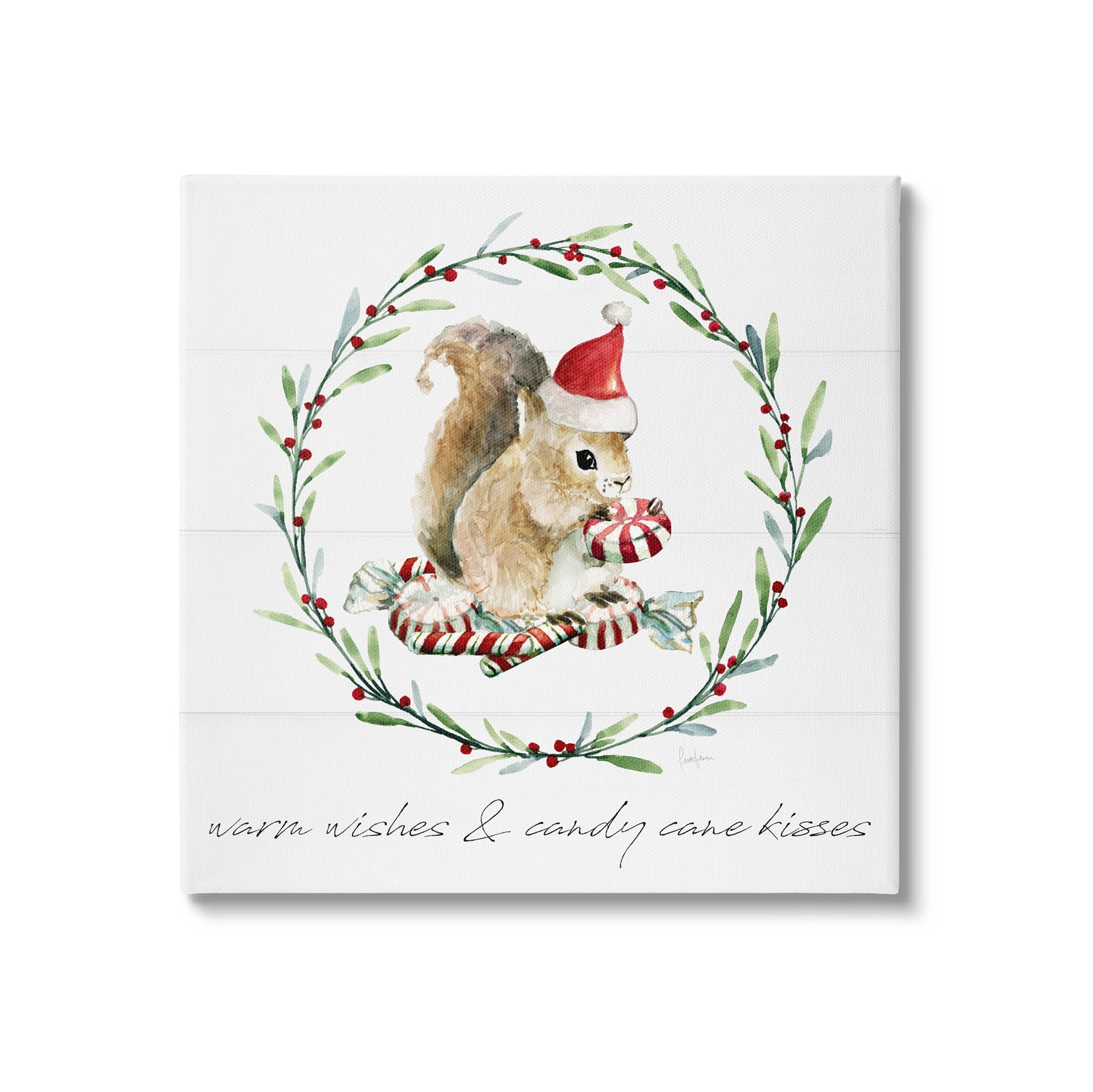 Stupell Industries Warm Wishes & Candy Kisses Phrase Graphic Art Gallery Wrapped Canvas Print Wall Art, Design by Livi Finn
