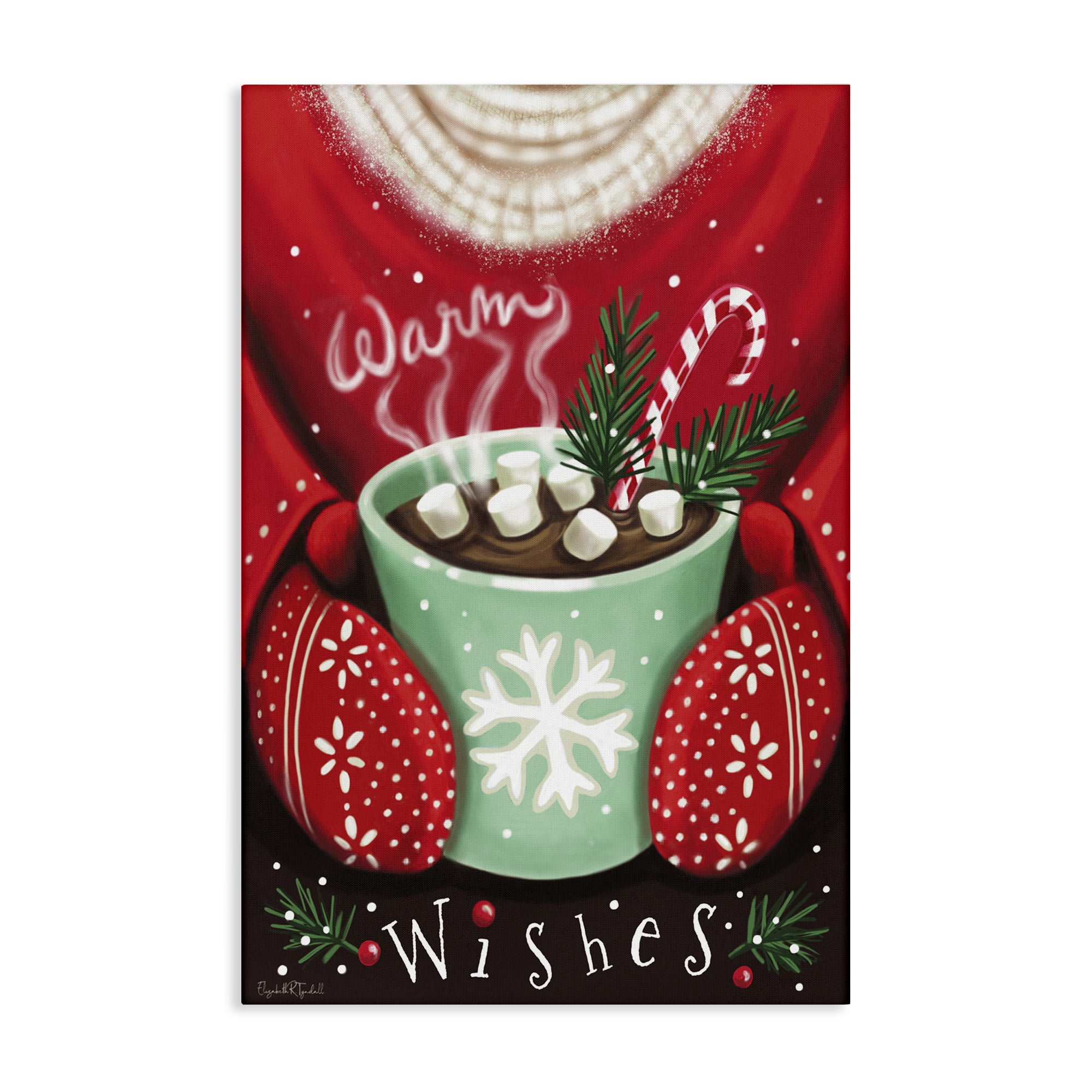 Stupell Industries Warm Wishes Hot Cocoa Holiday Painting Gallery Wrapped Canvas Art Print Wall Art, 24 x 36