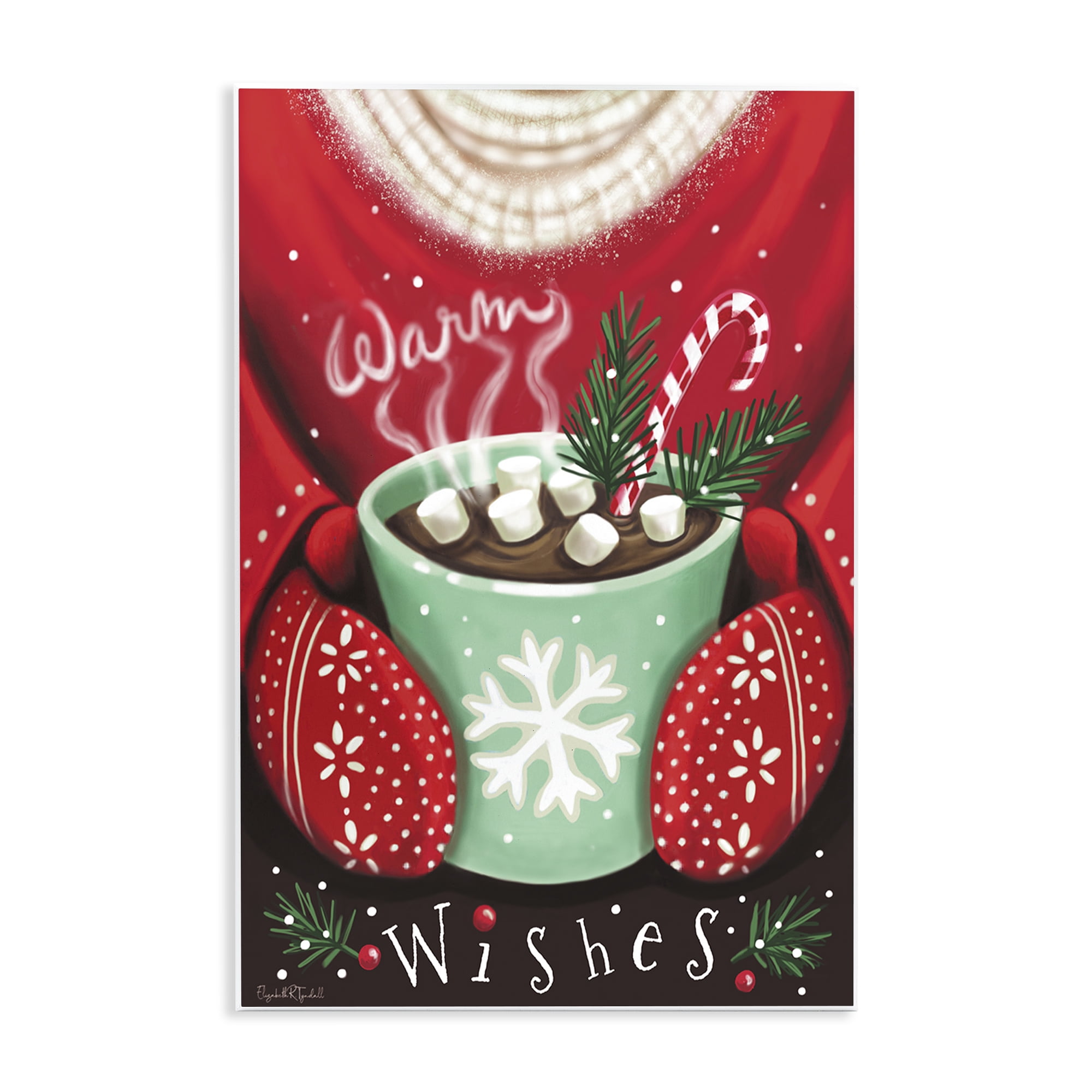 Stupell Industries Warm Wishes Hot Cocoa Holiday Painting Unframed Art Print Wall Art, 13 x 19