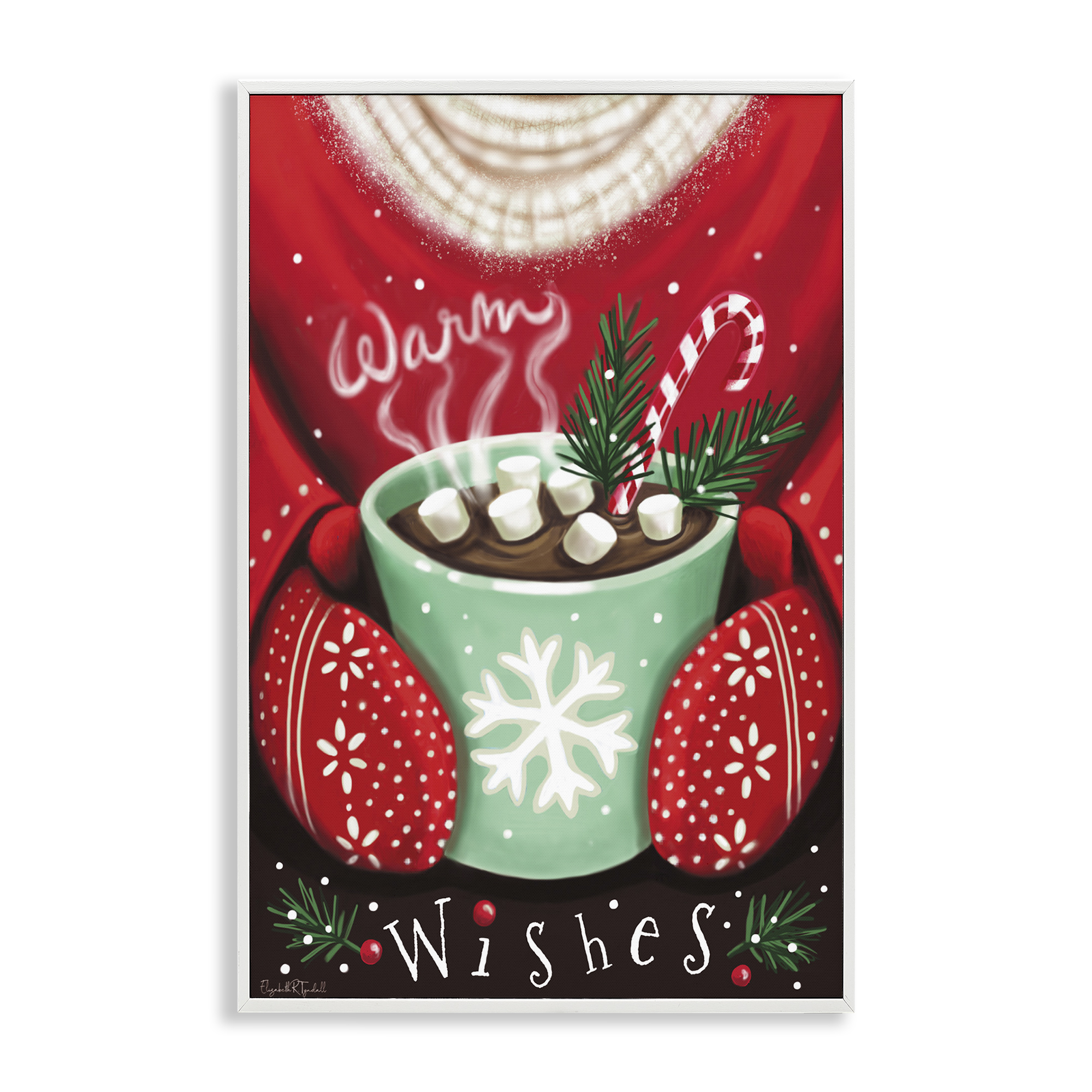 Stupell Industries Warm Wishes Hot Cocoa Holiday Painting White Framed Art Print Wall Art, 16 x 24