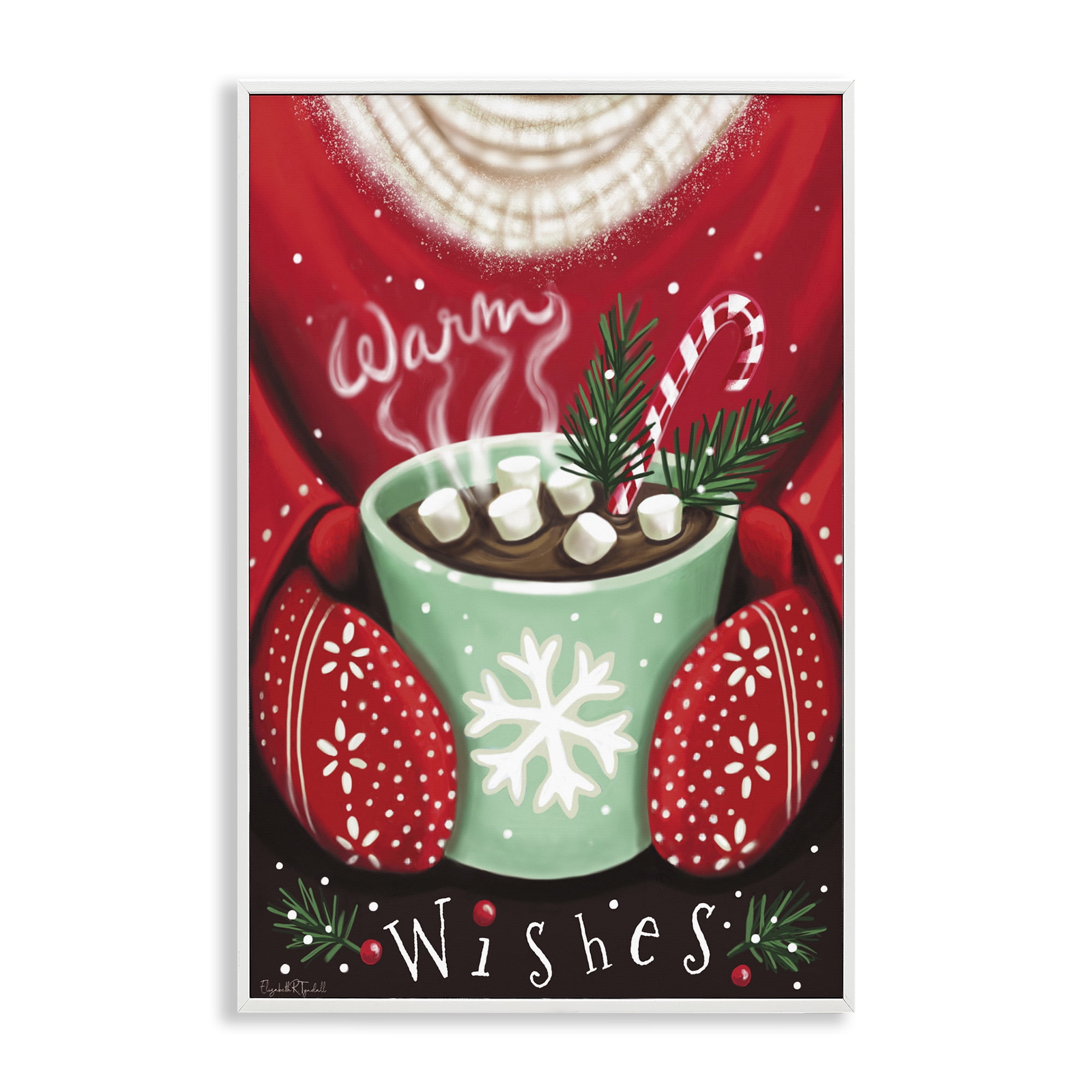 Stupell Industries Warm Wishes Hot Cocoa Holiday Painting White Framed Art Print Wall Art, 20 x 30
